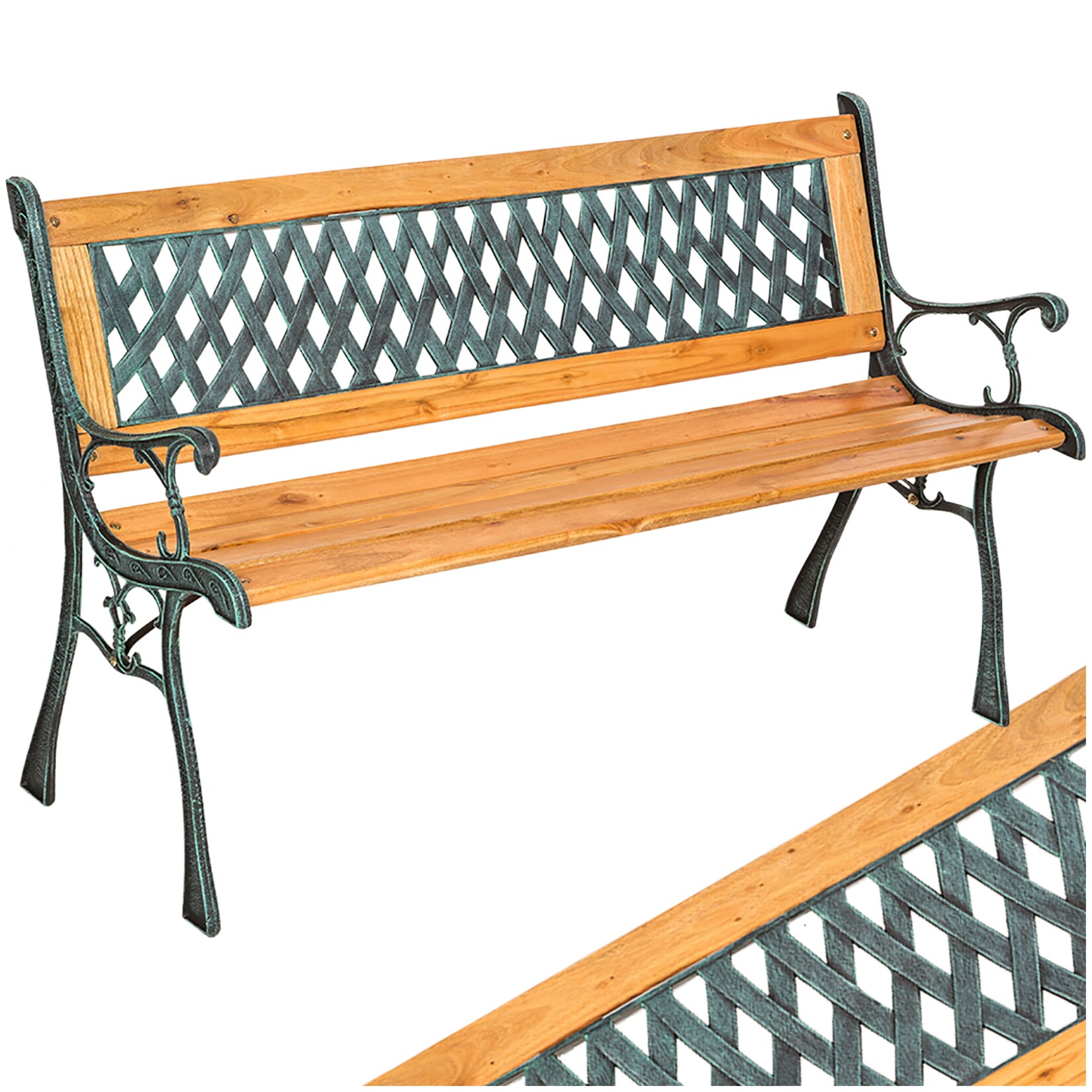 tectake® Gartenbank, 2-Sitzer, wetterfest, 128 x 51 x 73 cm | 04260397656297