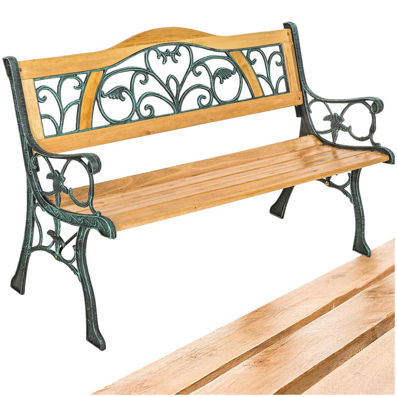tectake® Gartenbank, 2-Sitzer, wetterfest, 124 x 60 x 83 cm