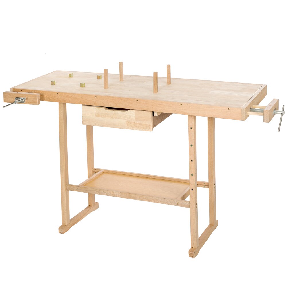 tectake® Holzwerkbank, mit 2 Schraubstöcken, 4 Stirnhölzer und 4 Bankhaken, 137 x 50 x 87 cm | 04260397656563