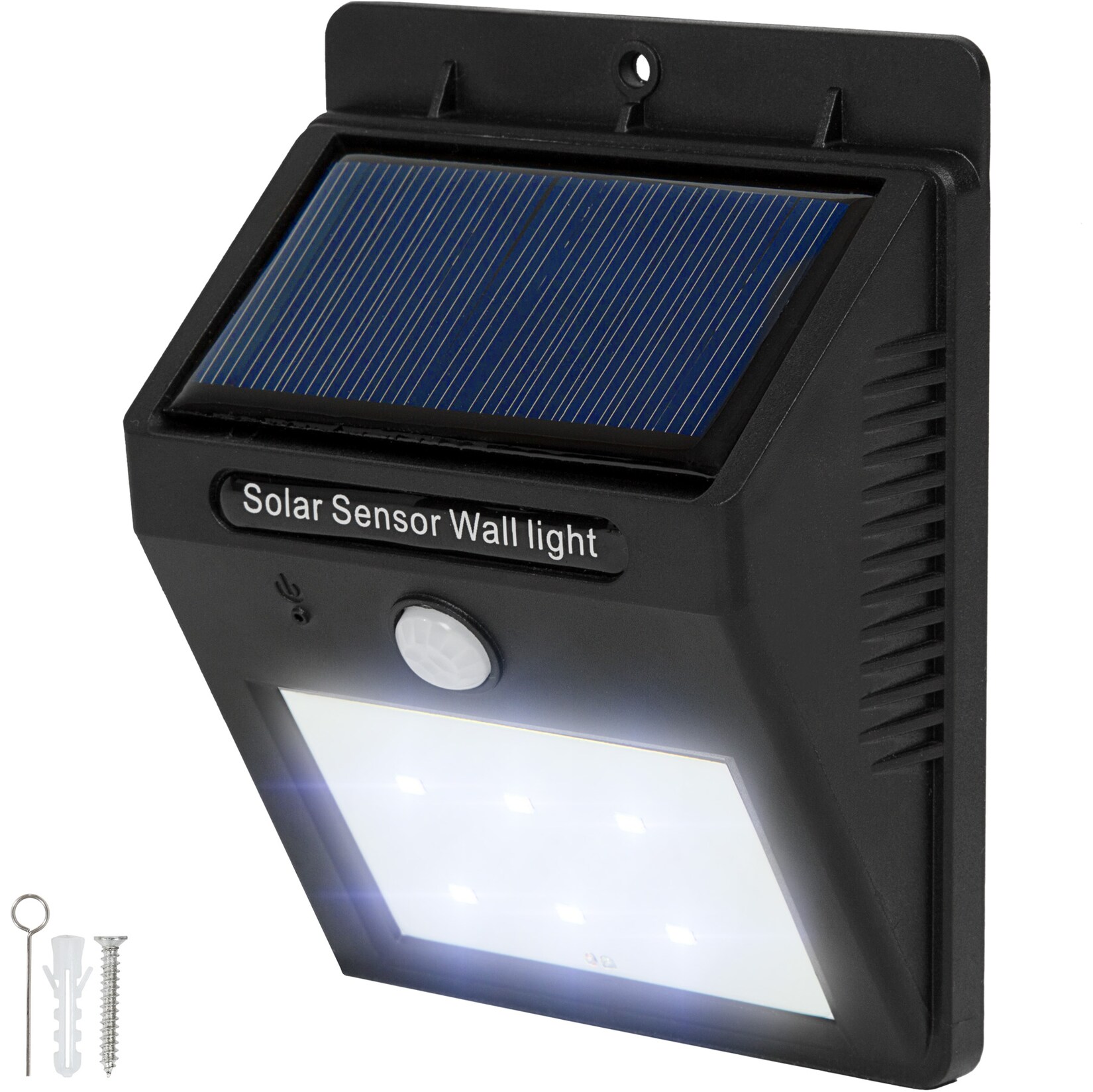 tectake® Solarlampe mit Bewegungsmelder, Erfassungswinkel 120°, einfache Montage, 9,7 x 5,1 x 12,4 cm | 04260397658215