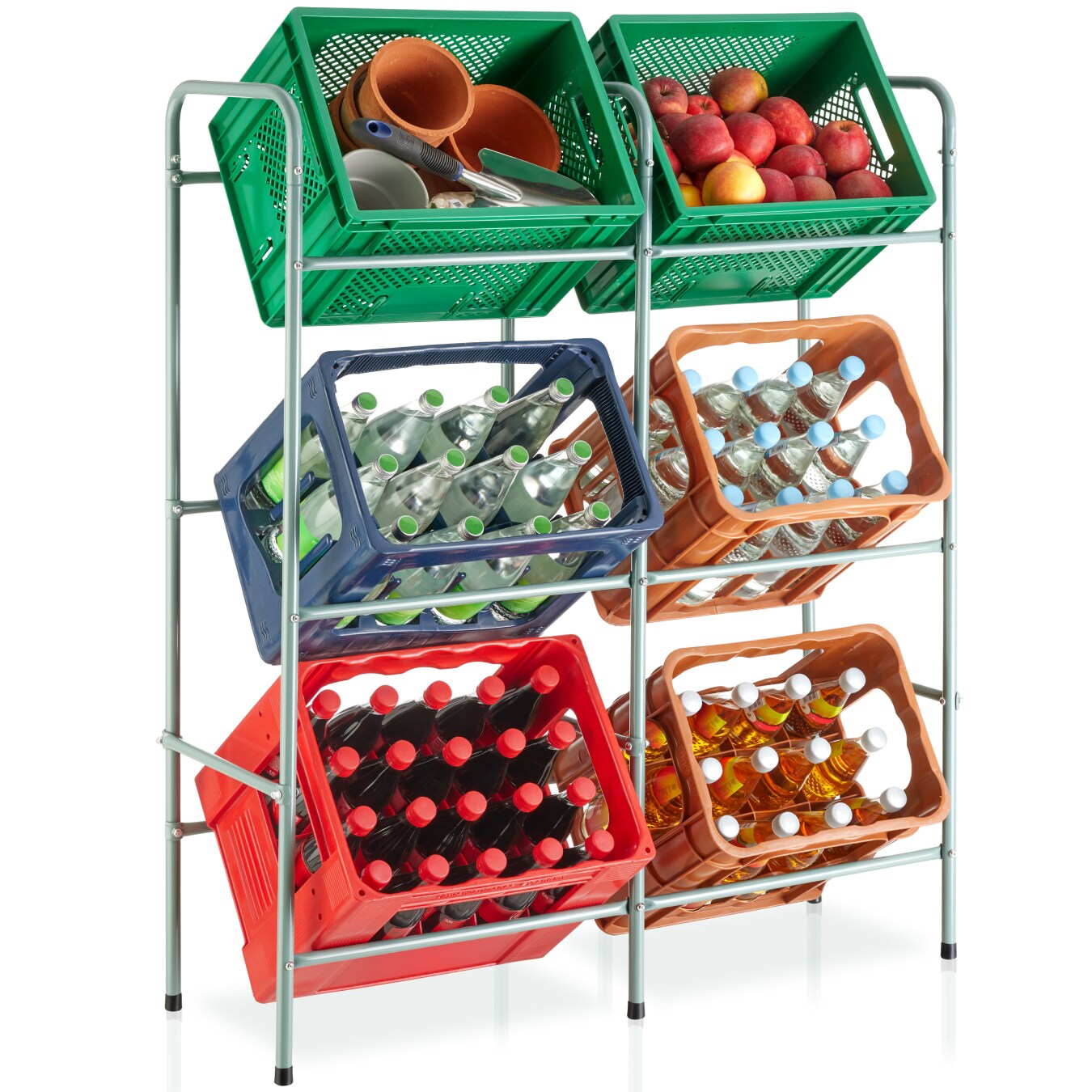 tectake&reg; Getr&auml;nkekistenregal, aus Stahl, guter Zugriff, 96 x 33 x 116 cm - Bild 1