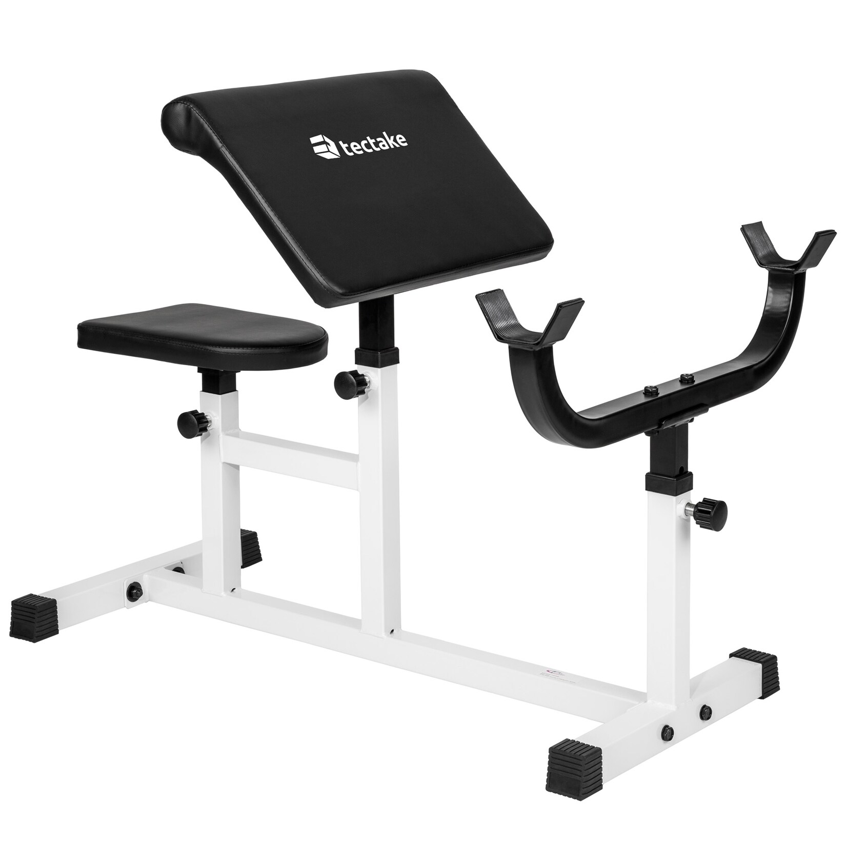 tectake® Curlbank, Hantelablage 5-fach höhenverstellbar, gepolstert mit Kunstlederbezug, rutschfest, 98 x 65 x 94 cm | 04260490482663