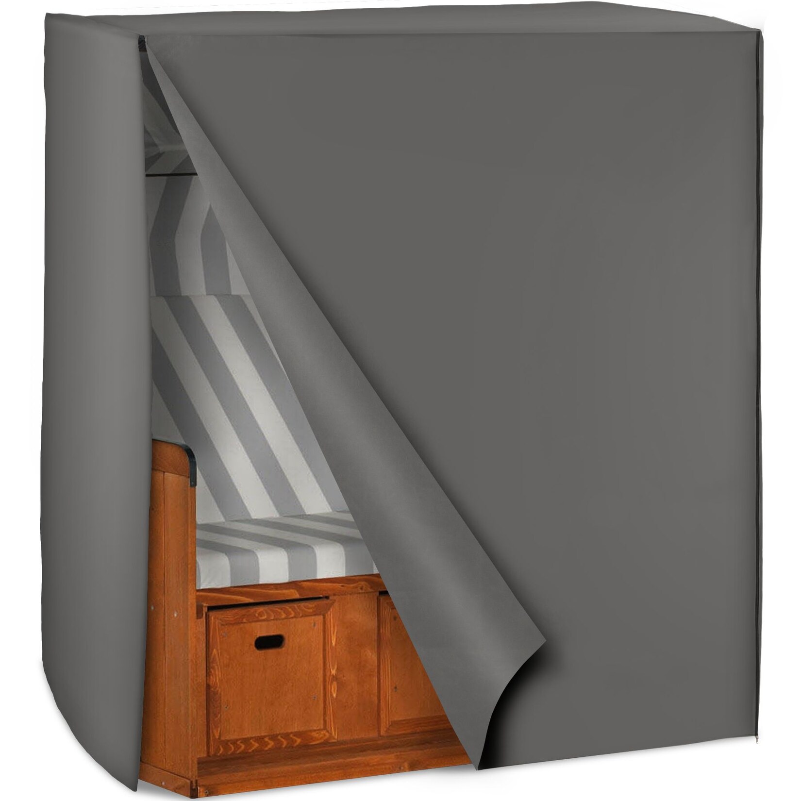 tectake® Schutzhülle für Strandkorb, mit 2 Reißverschlüssen, reißfest, UV-beständig, 120 x 80 x 145 cm | 04260490482915