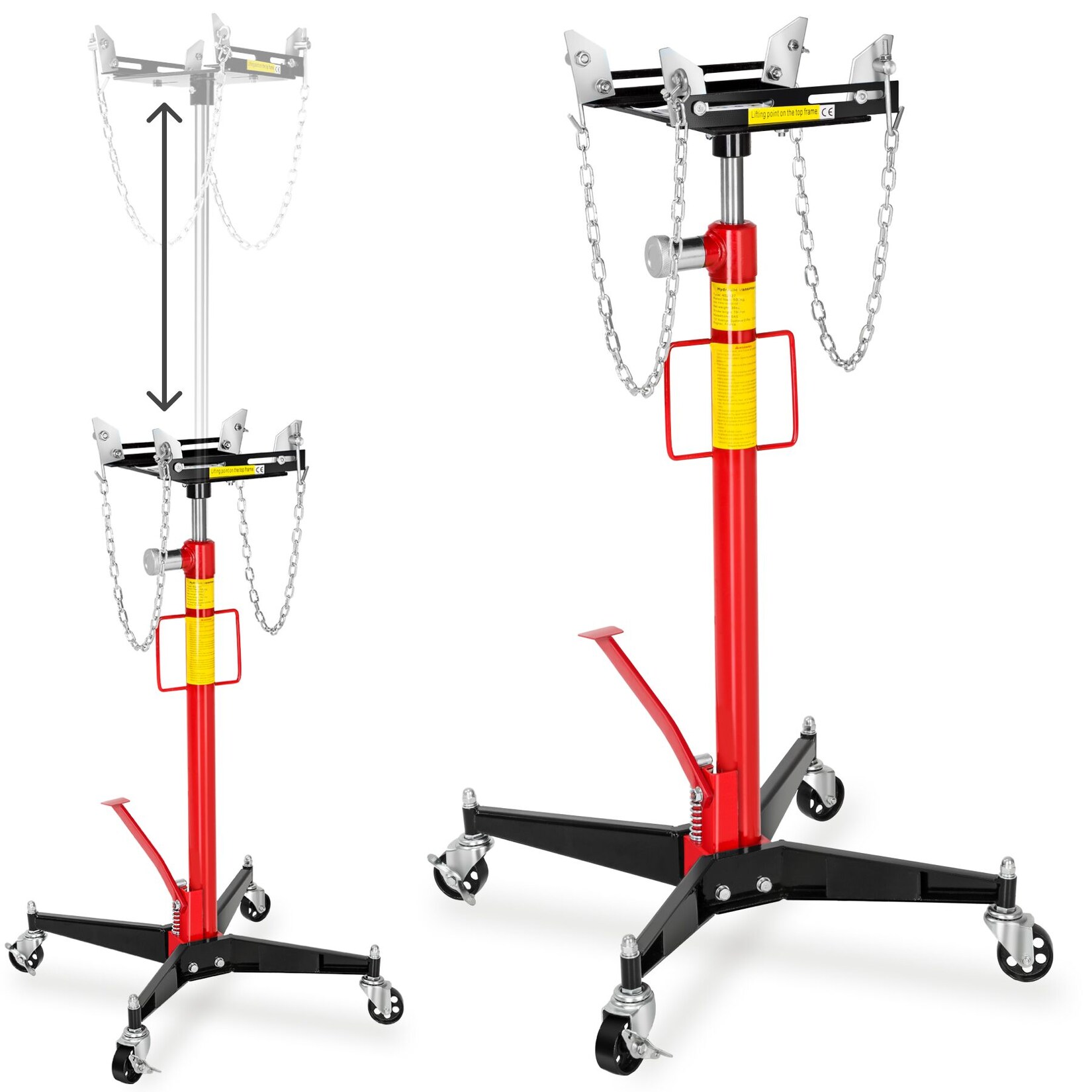 tectake® Getriebeheber, Belastbarkeit , flexible Breiteneinstellung, Standfestes Fußkreuz mit 4 Lenkrollen