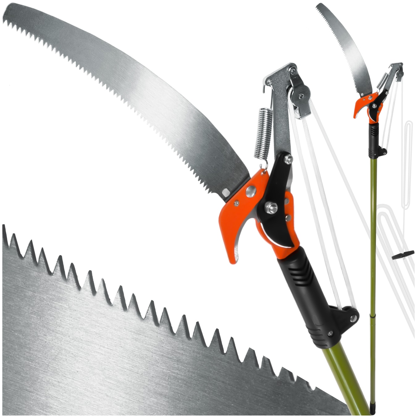 tectake&reg; Teleskop-Astschere, mit Seilzug und S&auml;ge, Schnittkapazi&auml;t 30 mm, rutschfester Griff - Bild 1