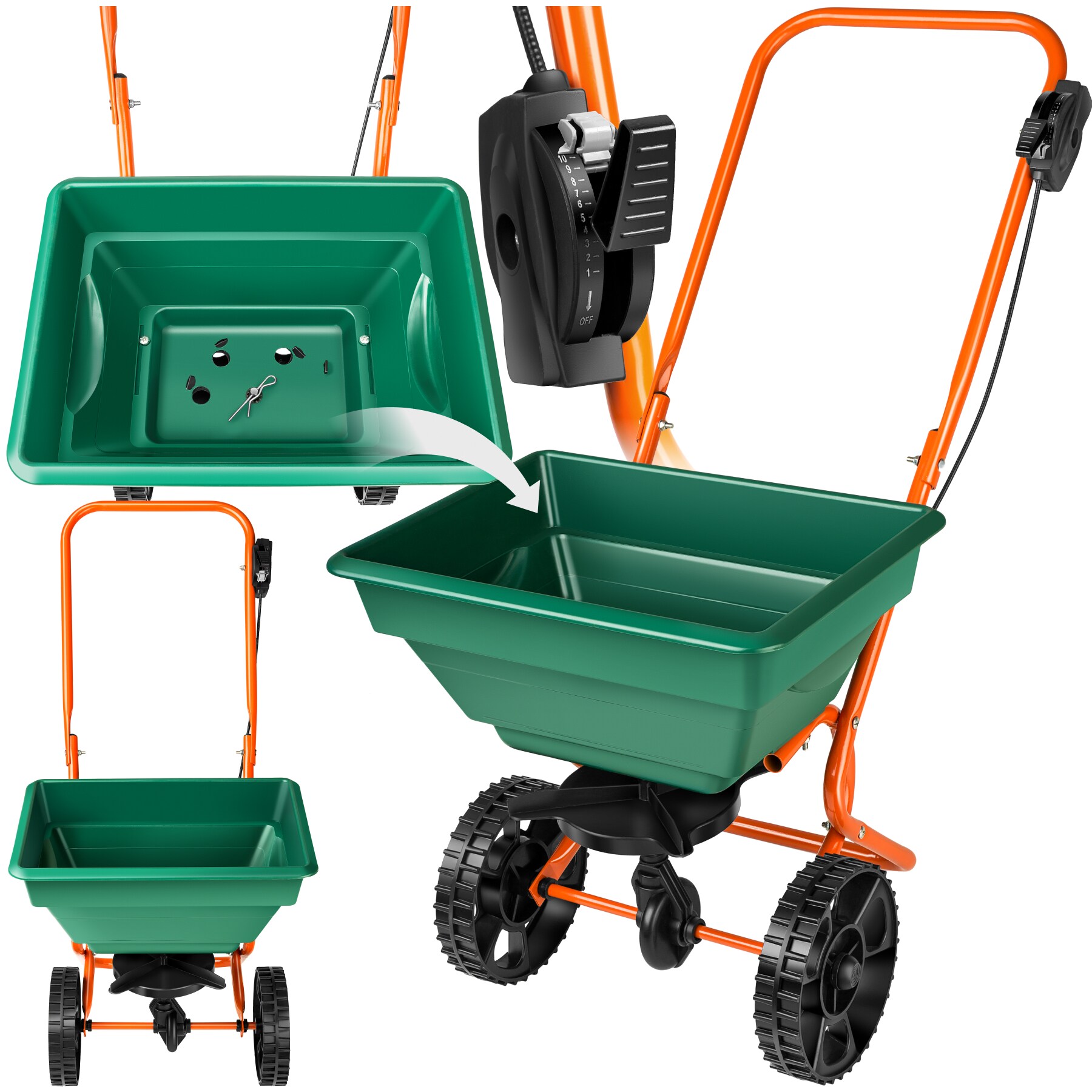 tectake&reg; Streuwagen, 25 l, gro&szlig;e R&auml;der, 75 x 46 x 105 cm - Bild 1