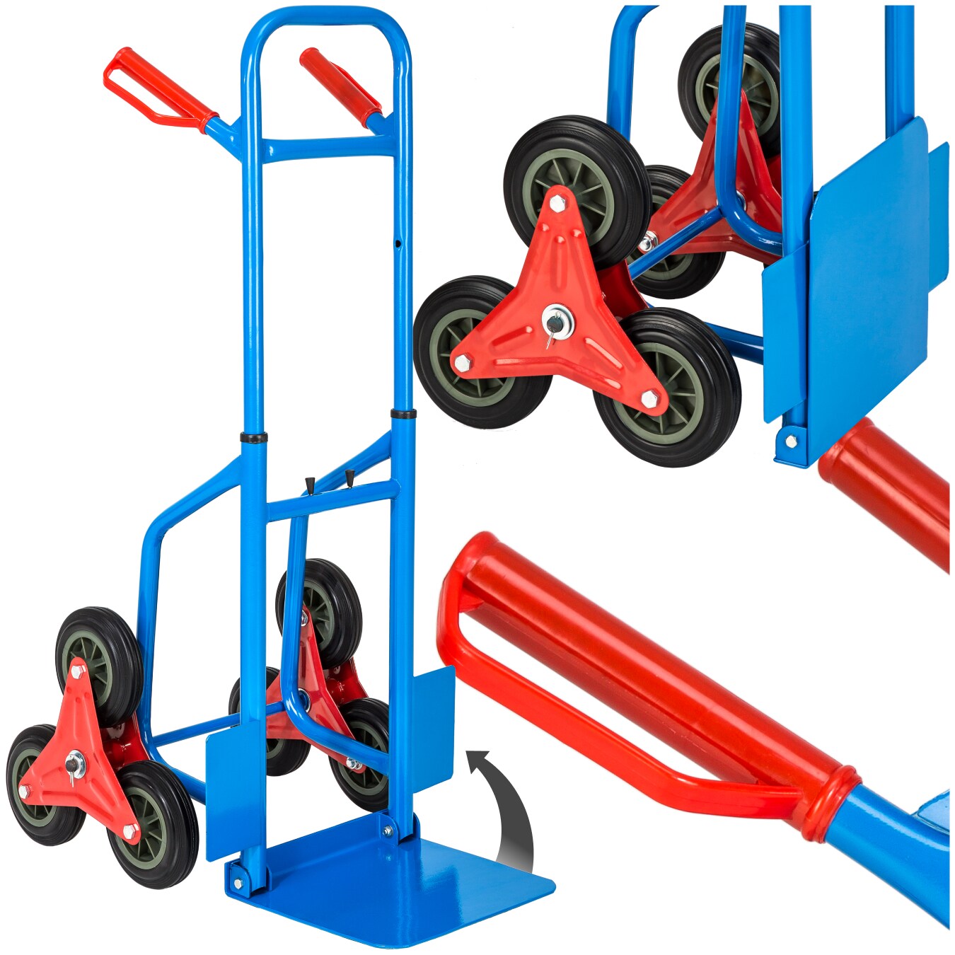 tectake® Treppensackkarre, mit Stahlrahmen, höhenverstellbar, Sicherheitsgriffe aus Kunststoff, Belastbarkeit 100 kg | 04260505444891