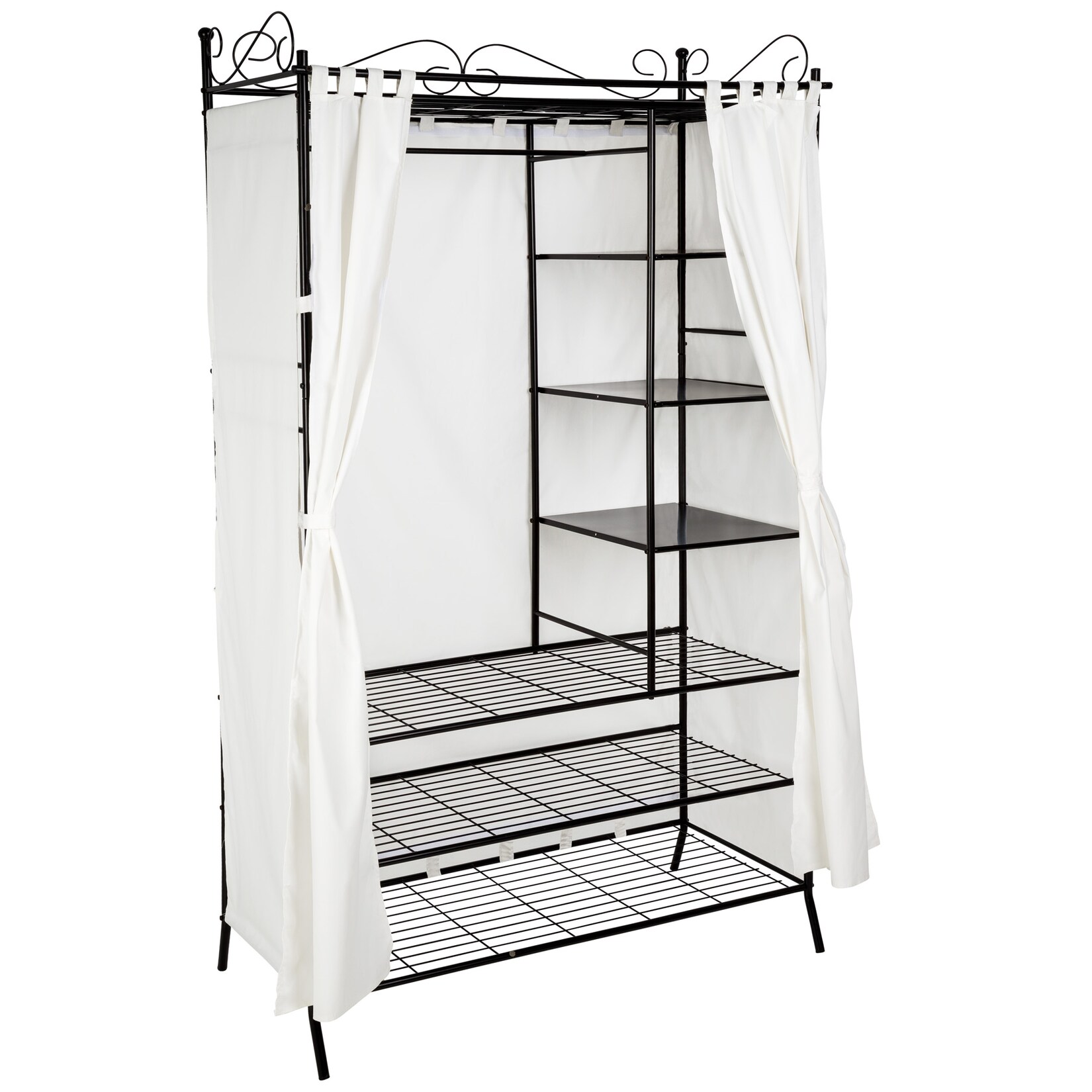 tectake® Metall-Garderobenschrank, 3 große und 3 kleine Fächer, Stahlgestell mit Verzierungen, 112 x 207 x 57 cm | 04260505446062