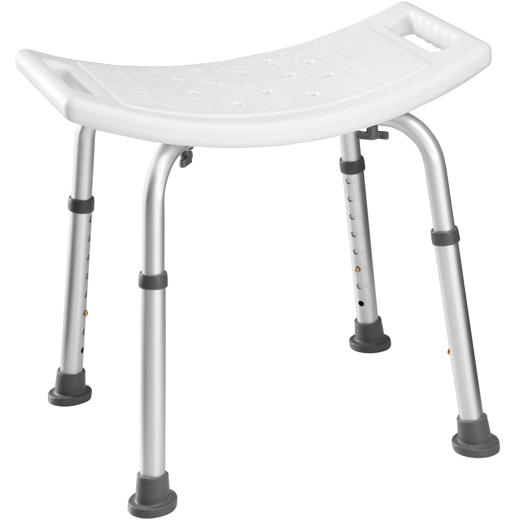 tectake® Duschhocker, mit Teleskopbeinen, rutschfeste Gummifüße und seitliche Griffe, 51 x 39 x 43 – 60,5 cm