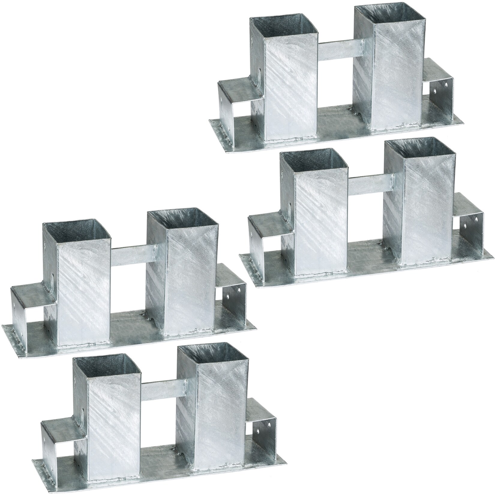 tectake® 4er-Set Holzstapelhilfe, aus feuerverzinktem Stahl, senkrecht 70 x 70 mm, waagerecht 40 x 60 mm, für Innen und Außen | 04260517460346
