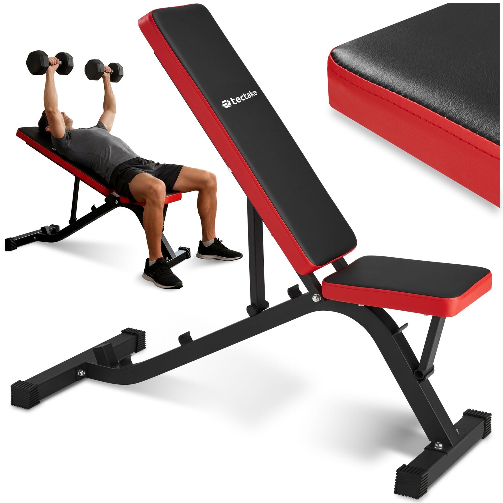tectake® Hantelbank, mit Schnellverstellung, Sitz 2-fach verstellbar, rutschfest, 116 x 51 x 122 cm | 04260517466232