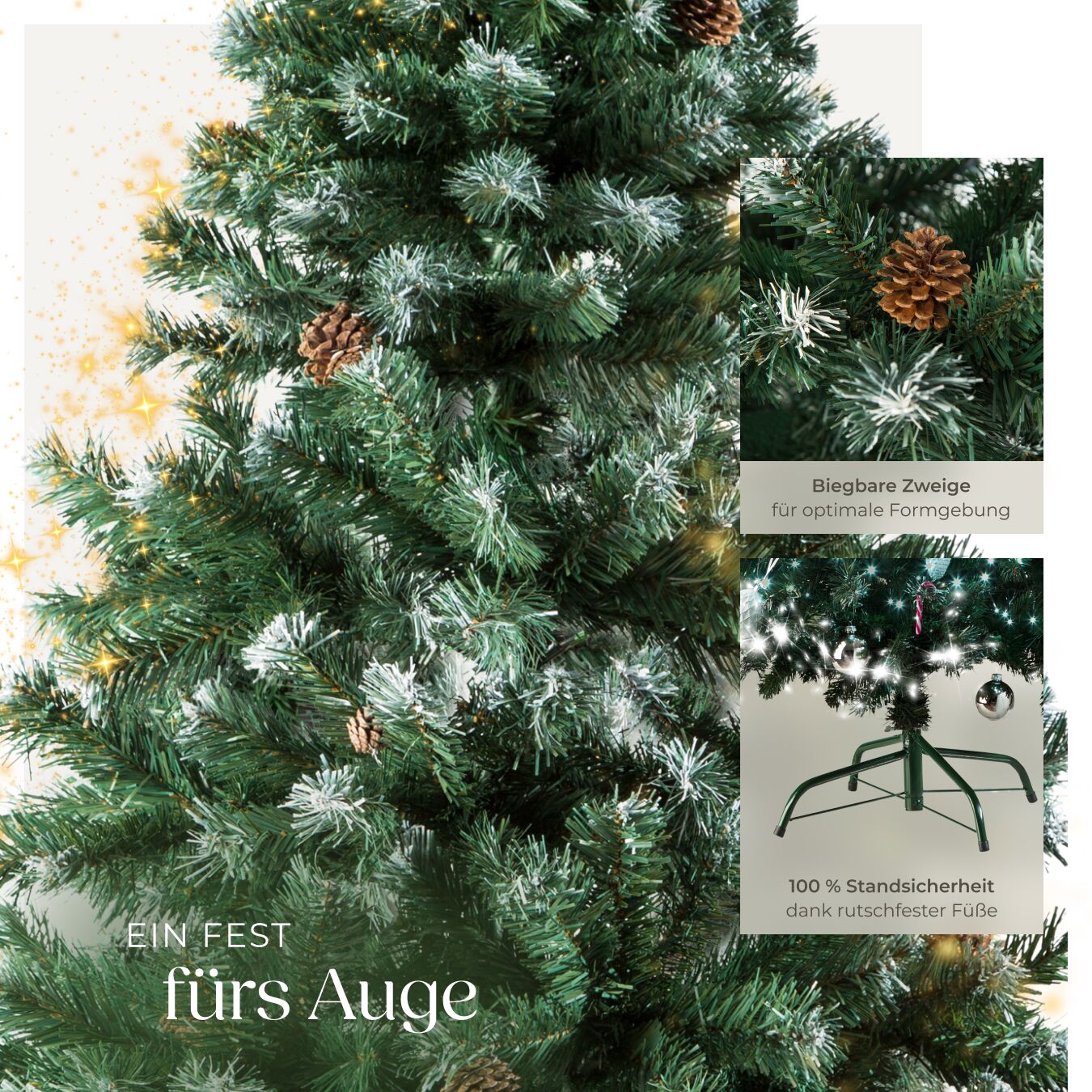 tectake Weihnachtsbaum, 180 cm, knstlich mit Zapfen, formbar mit viel  Volumen, inklusive Metallstnder mit Kunststoffkappen online kaufen bei  Netto