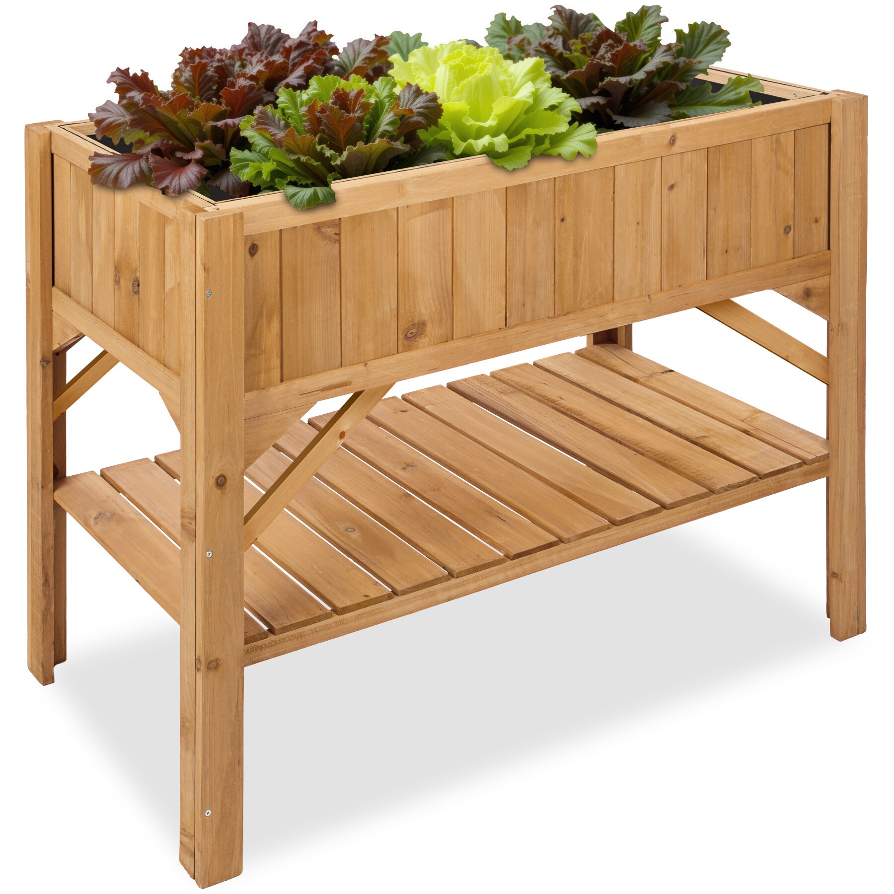 tectake&reg; Hochbeet, aus Holz, mit Ablage, F&uuml;llmenge 130 l, 119 x 57 x 90 cm - Bild 1