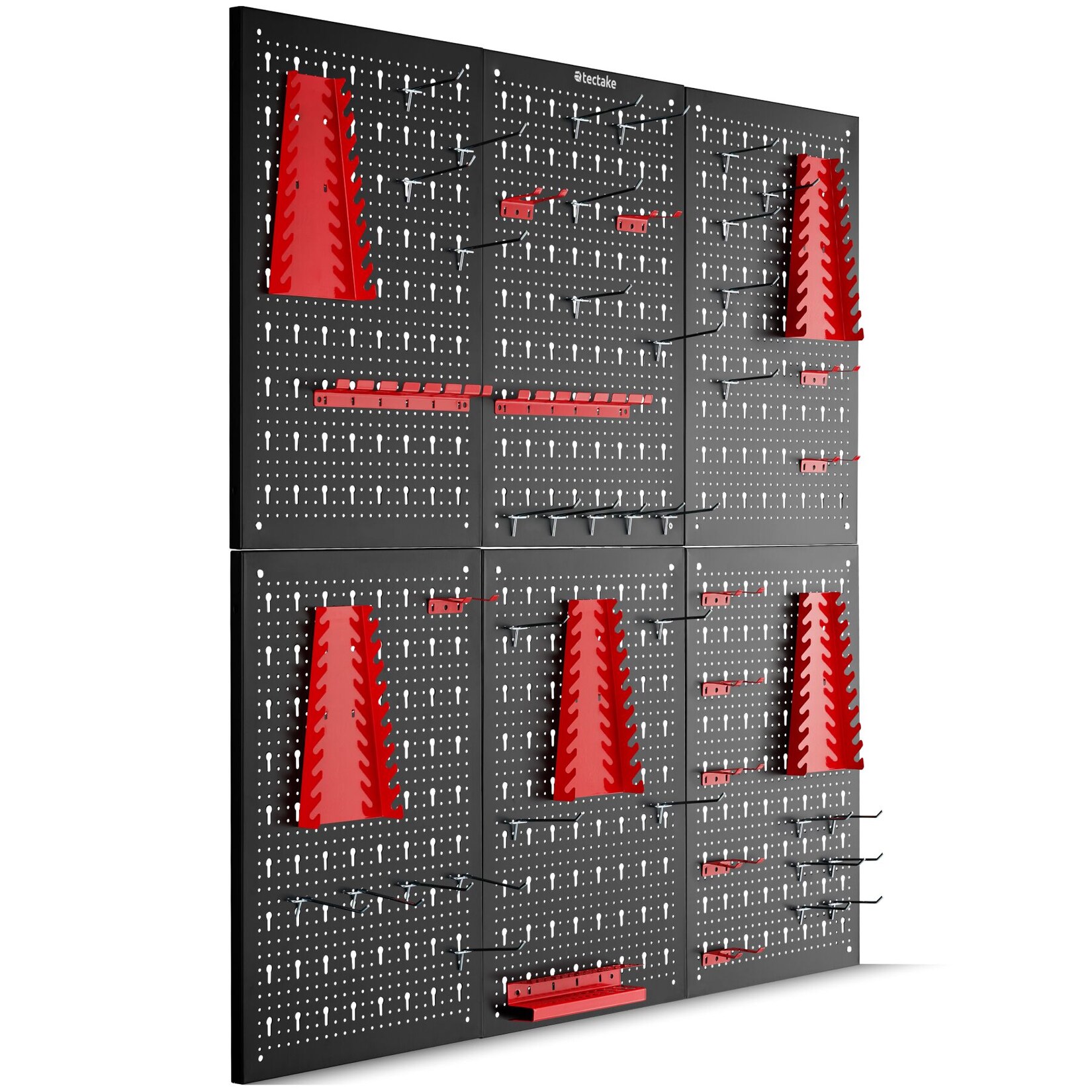 tectake® Werkzeuglochwand, sechsteilig, lackierter Stahl, Belastbarkeit 4 kg pro Platte