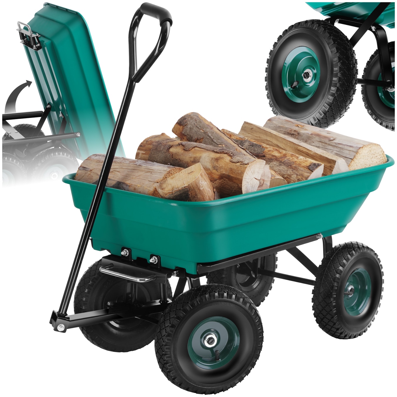 tectake&reg; Gartenwagen, mit Kippfunktion, leichtg&auml;ngige Lenkachse, Belastbarkeit 120 kg - Bild 1