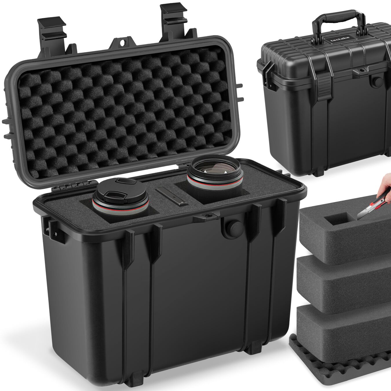 tectake&reg; Kamerakoffer, aus robuster Hartschale mit 4 dicken Schaumstoffeinlagen, wasserdicht und temperaturbest&auml;ndig, 41 x 22 x 34 cm - Bild 1