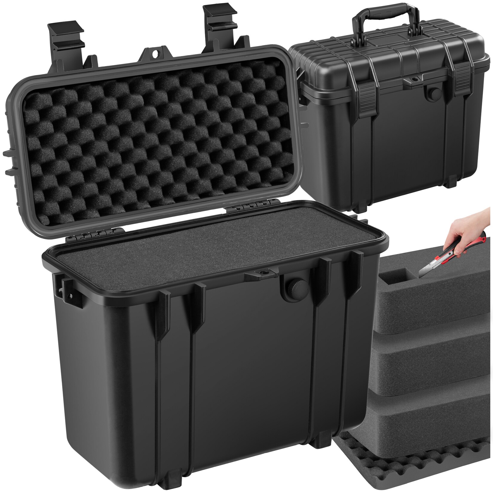 tectake® Universalbox, aus robuster Hartschale mit 4 dicken Schaumstoffeinlagen, wasserdicht und temperaturbeständig, 41 x 22 x 34 cm | 04061173115430