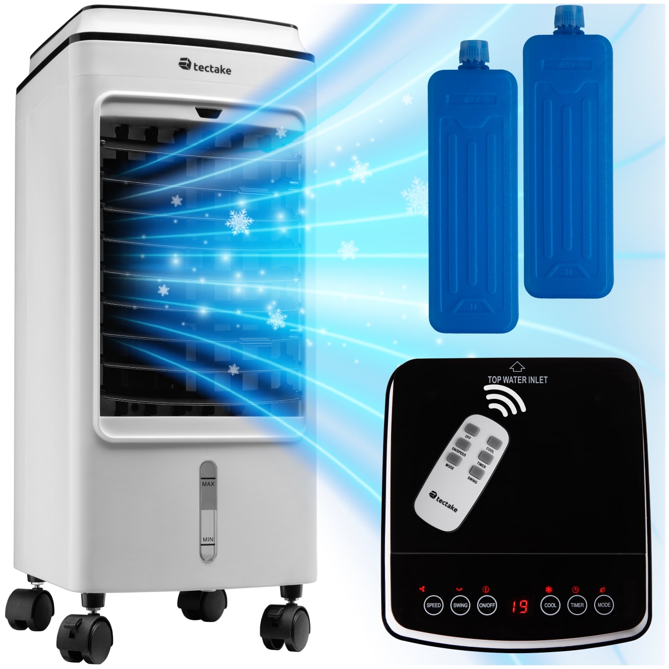 tectake&reg; Klimager&auml;t, mobil, mit drehbaren Lamellen, mit Timer-Funktion, Touch-Bedienfeld mit LED-Beleuchtung, inklusive Fernbedienung - Bild 1