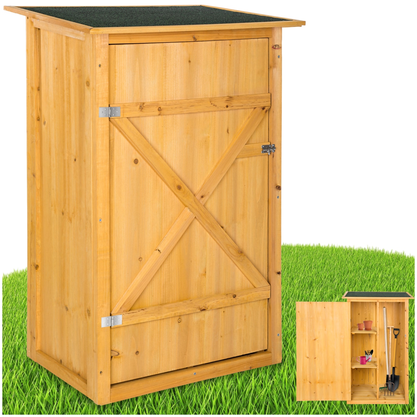 tectake&reg; Gartenschrank mit Flachdach, aus impr&auml;gniertem Nadelholz, Dachpappe aus Bitumen, 75 x 56 x 118 cm - Bild 1