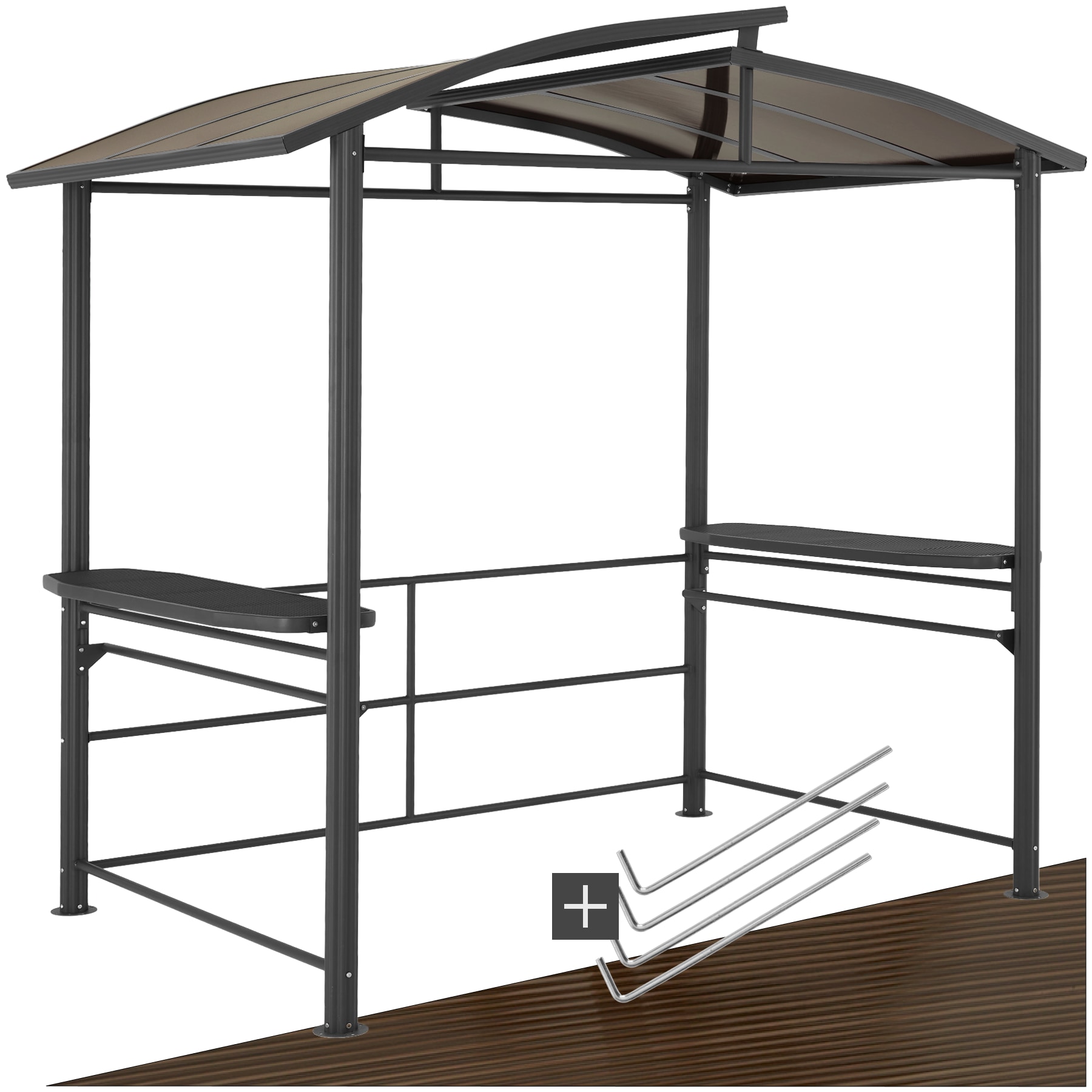 tectake&reg; Grillpavillon, gute Luftzirkulation, mit 2 Gitterablagen und Aufh&auml;ngestangen, 240 x 150 x 234 cm - Bild 1