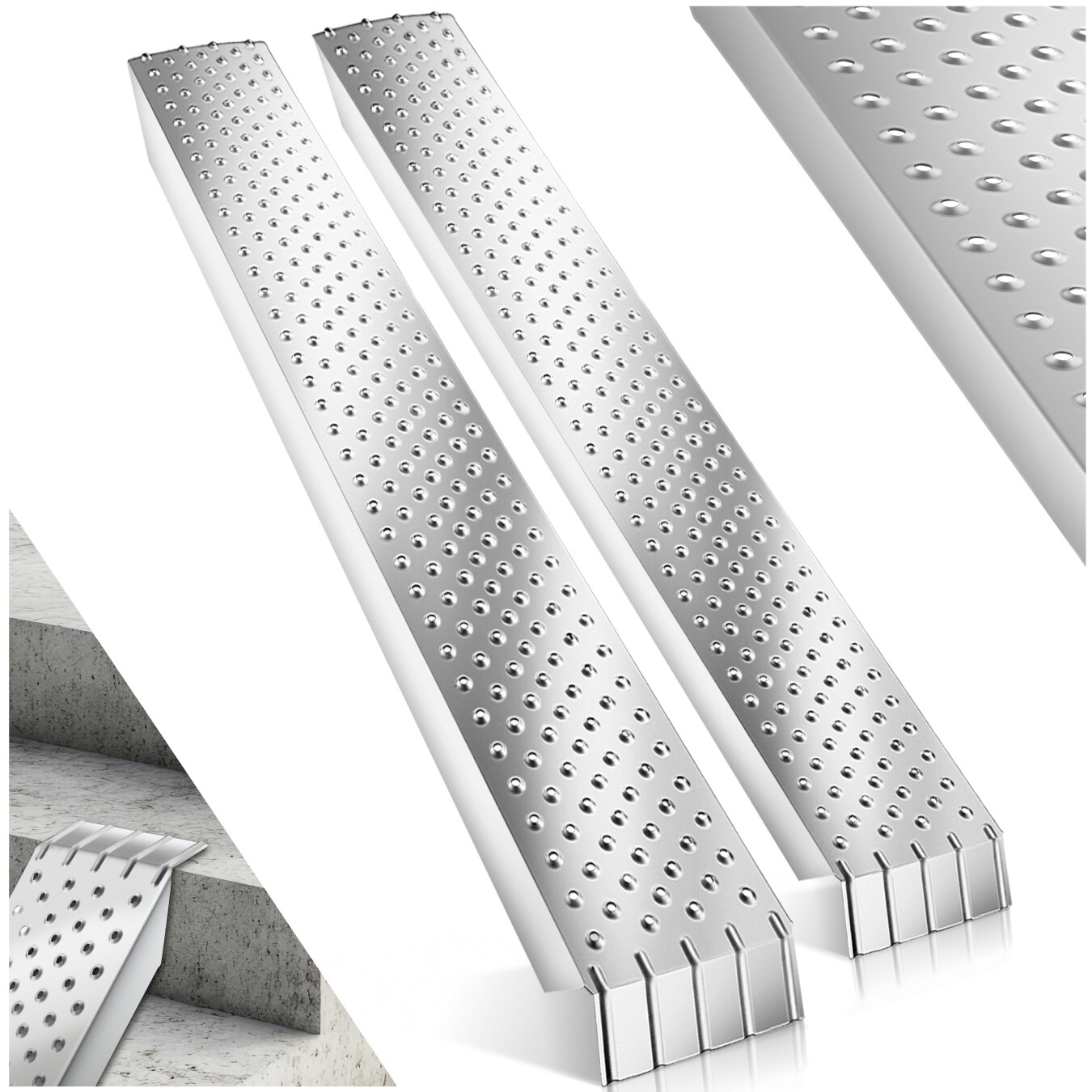 tectake® Auffahrrampen, 2er Set, rutschfeste, perforierte Oberfläche, 160 x 23 x 4,5 cm | 04061173256058