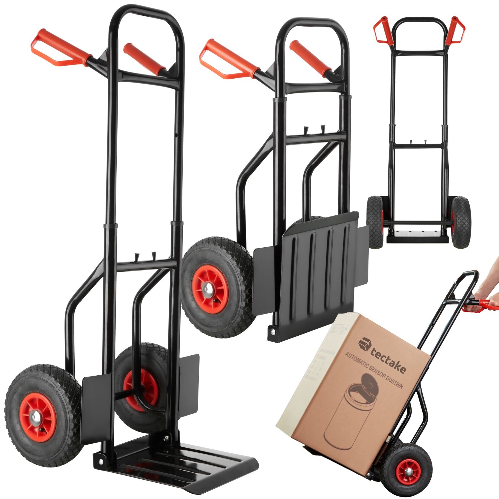 tectake® Sackkarre, mit Stahlrahmen, höhenverstellbar, Sicherheitsgriffe aus Kunststoff, Belastbarkeit 100 kg | 04061173256416