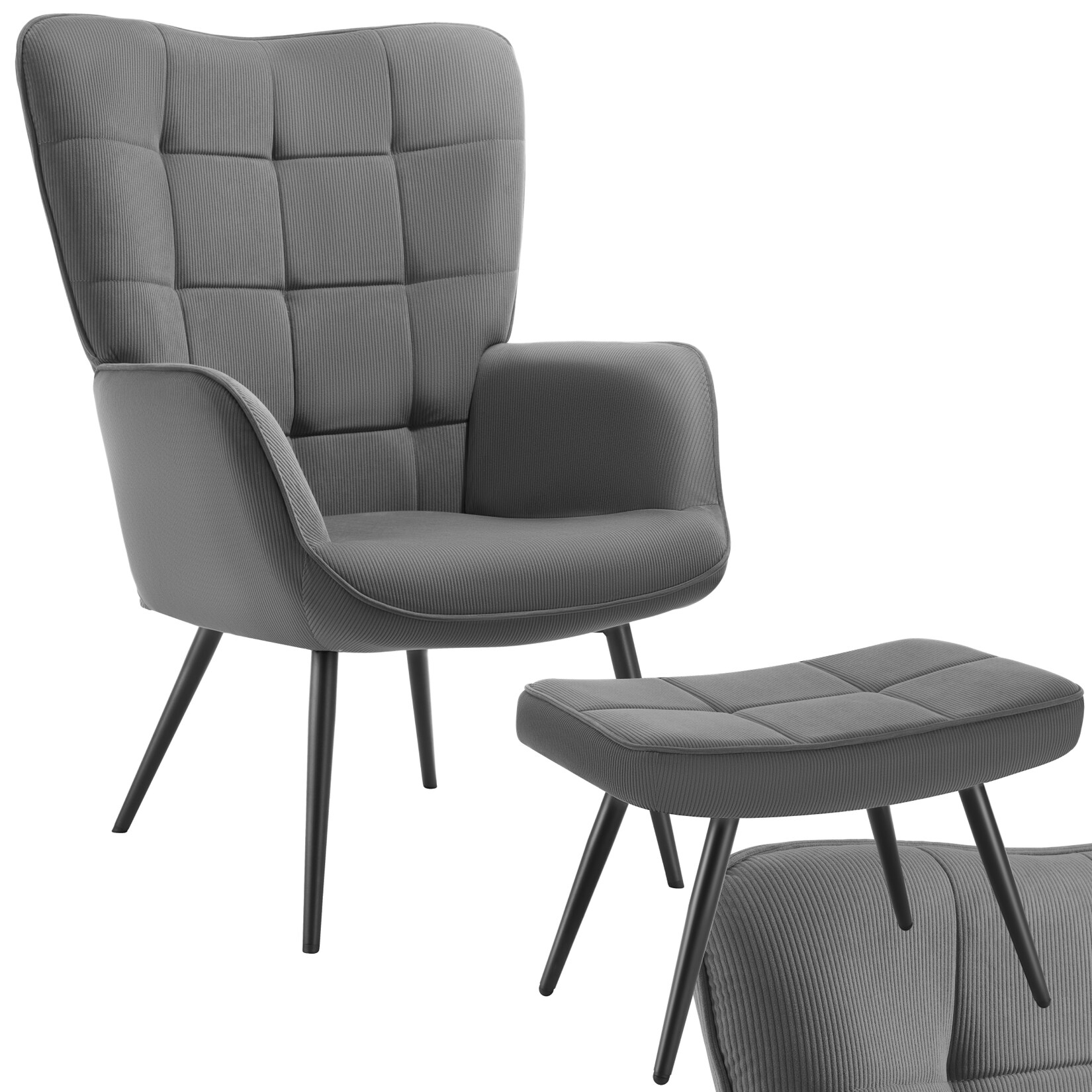 tectake® Sessel, gepolstert, runde Stahlbeine, 72 x 76 x 100,5 cm