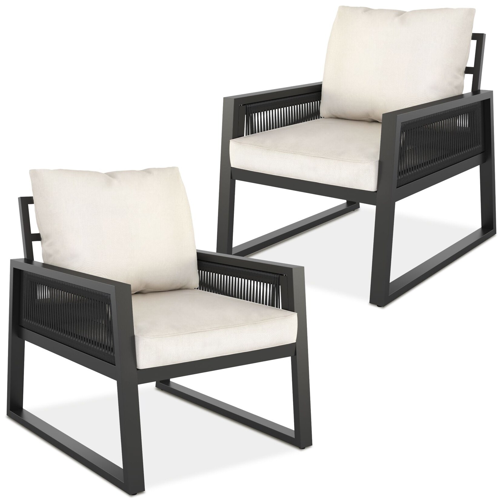 tectake® Aluminium Garten-Lounge Set, im Rope-Design, wetterfest, höhenverstellbare Füße