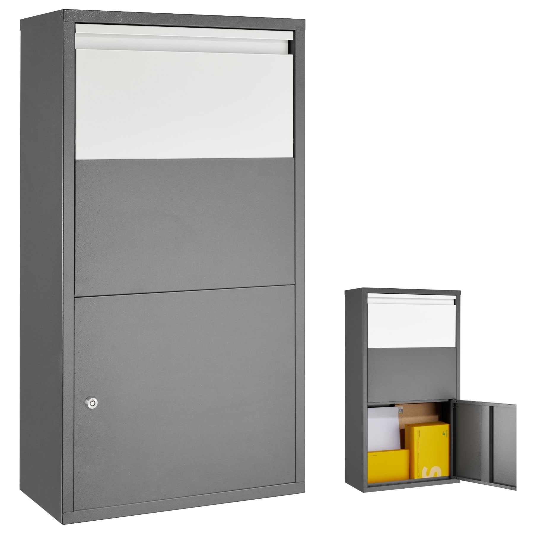 tectake&reg; Paketbox, mit integrierter R&uuml;ckholsperre, zur Wandmontage, Paketma&szlig;e bis 39 x 30 x 12 cm - Bild 1