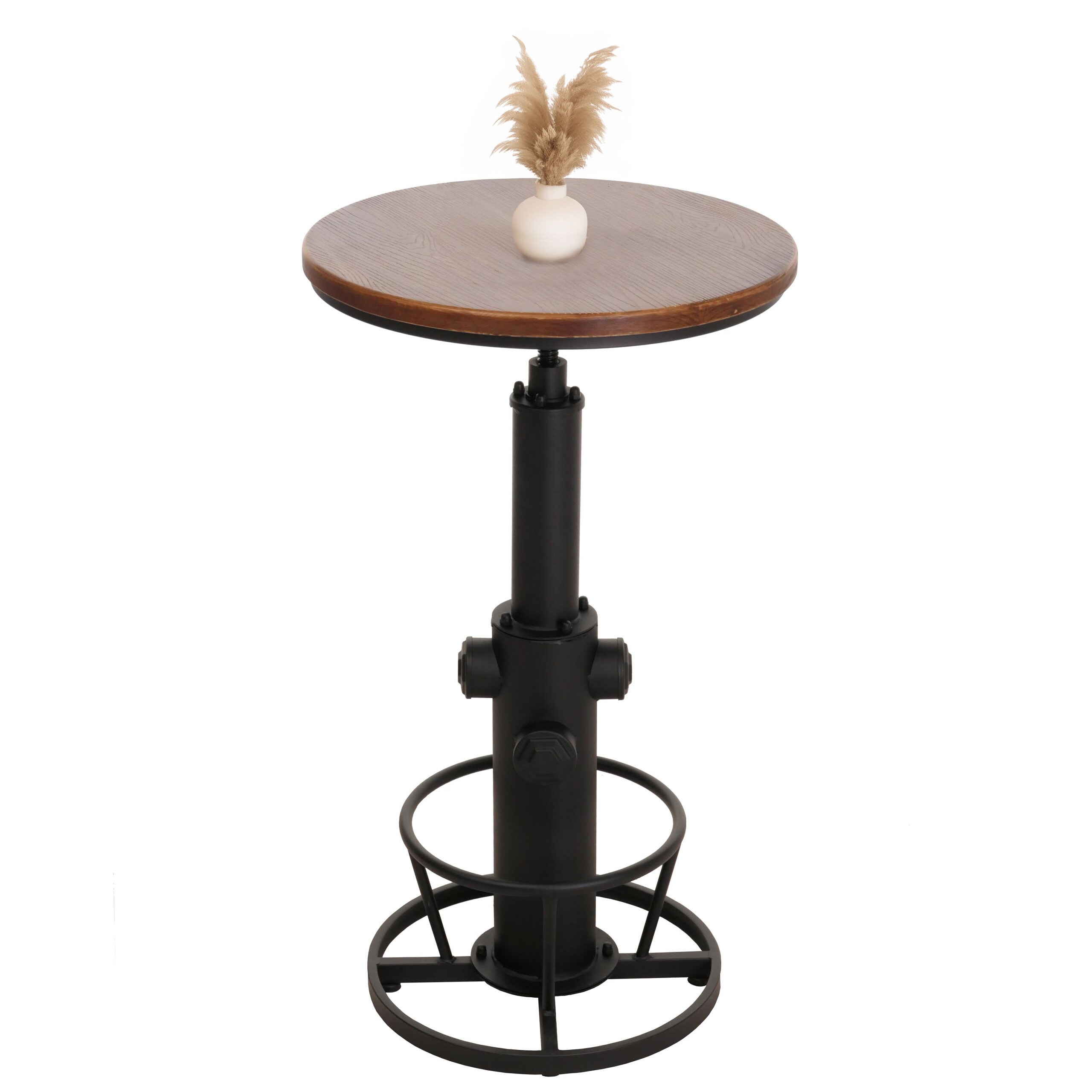 Bartisch MCW-N20, Bistrotisch Thekentisch, h&ouml;henverstellbar drehbar Fu&szlig;ablage Industrial Massiv-Holz &Oslash; 61 cm ~ braun - Bild 1