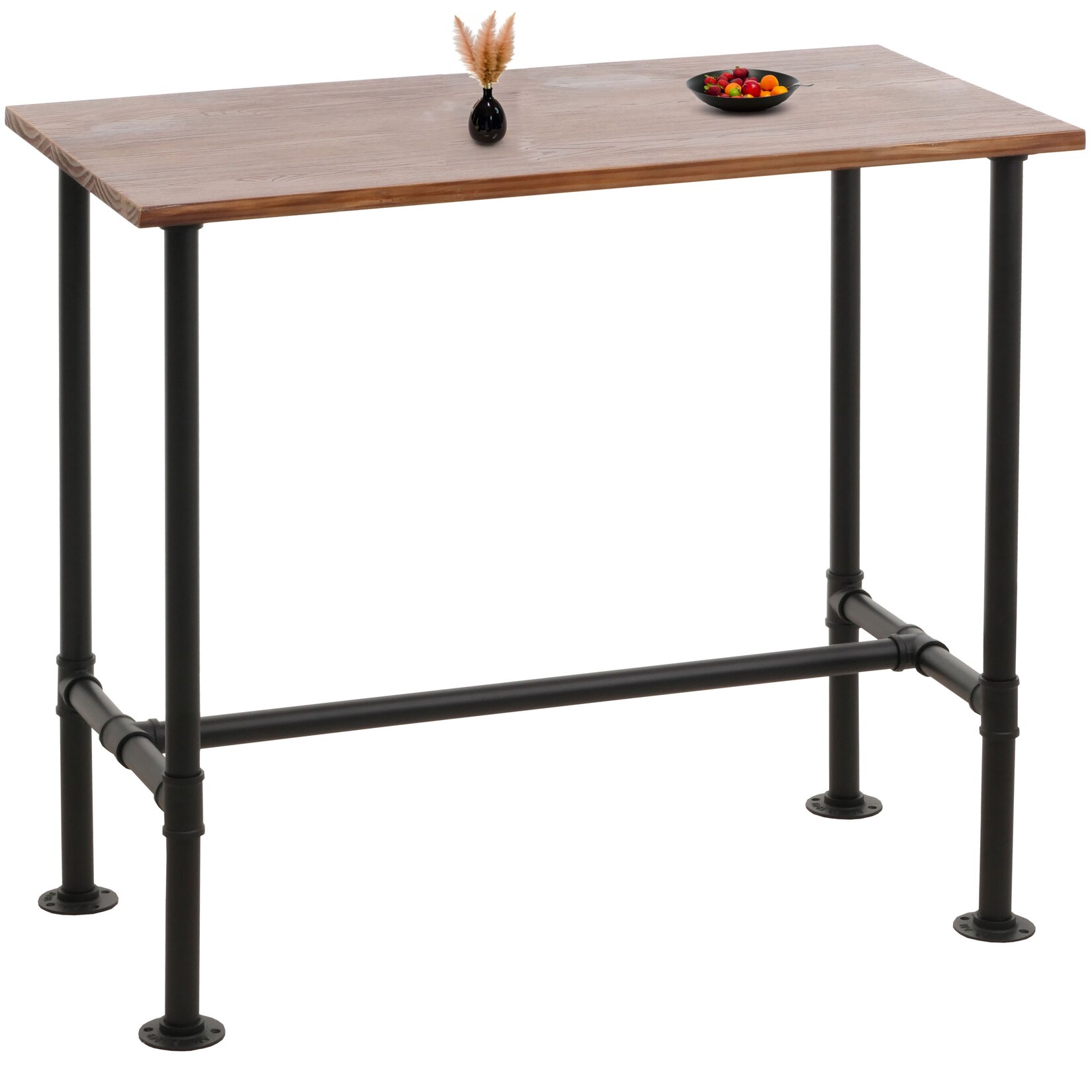 Bartisch MCW-N21, Thekentisch Bistrotisch, Fußablage Industrial Metall Massiv-Holz Kiefer 108x120x61cm ~ braun