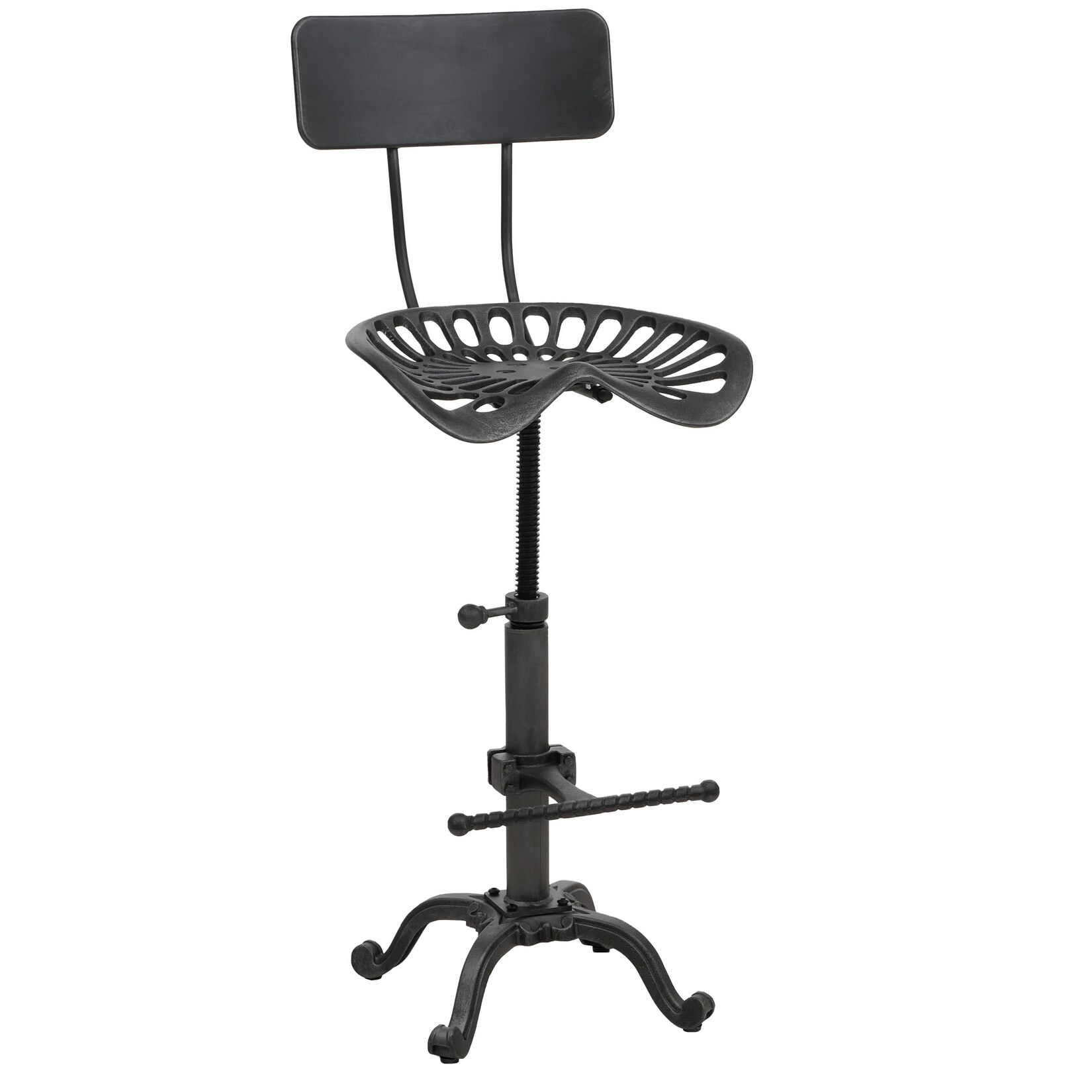 Barhocker MCW-N26, Barstuhl Tresenhocker, höhenverstellbar drehbar Fußablage Industrial Metall ~ schwarz-silber