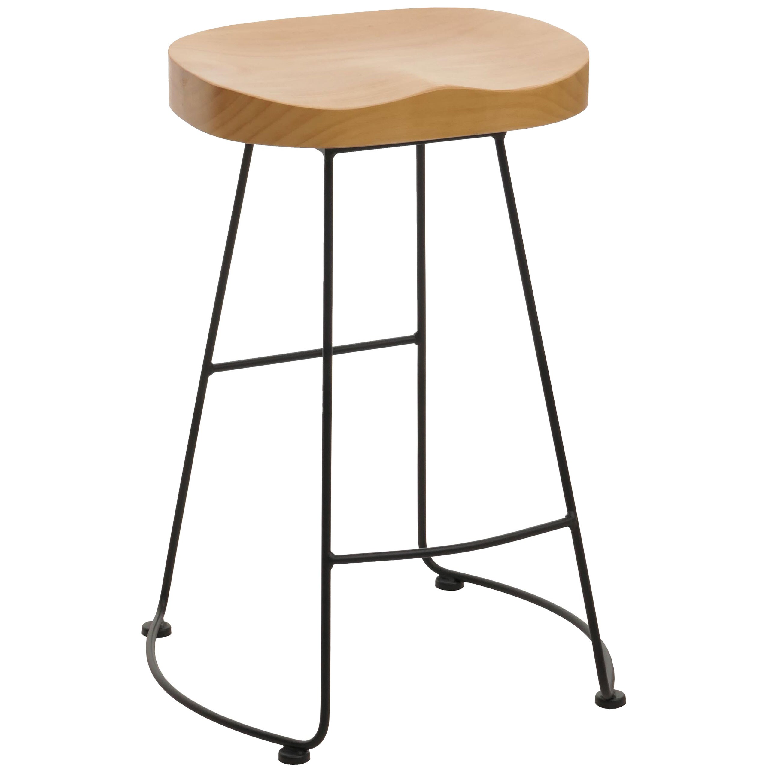 Barhocker MCW-N25, Barstuhl Tresenhocker K&uuml;chenhocker, Fu&szlig;ablage Industrial Metall Massiv-Holz 3D-Struktur ~ natur - Bild 1