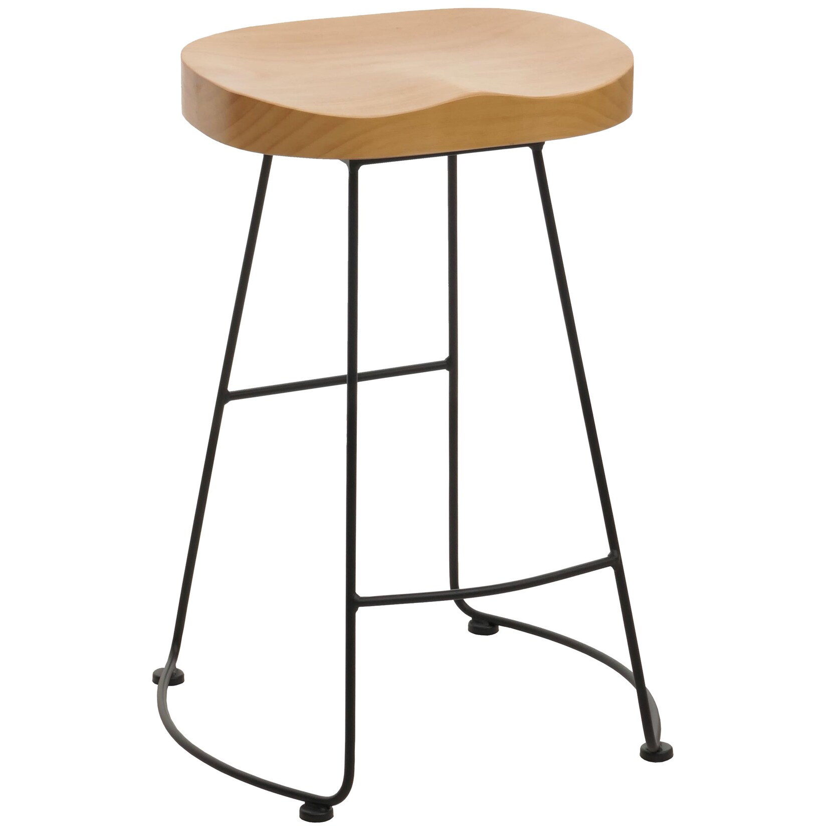Barhocker MCW-N25, Barstuhl Tresenhocker Küchenhocker, Fußablage Industrial Metall Massiv-Holz 3D-Struktur ~ natur