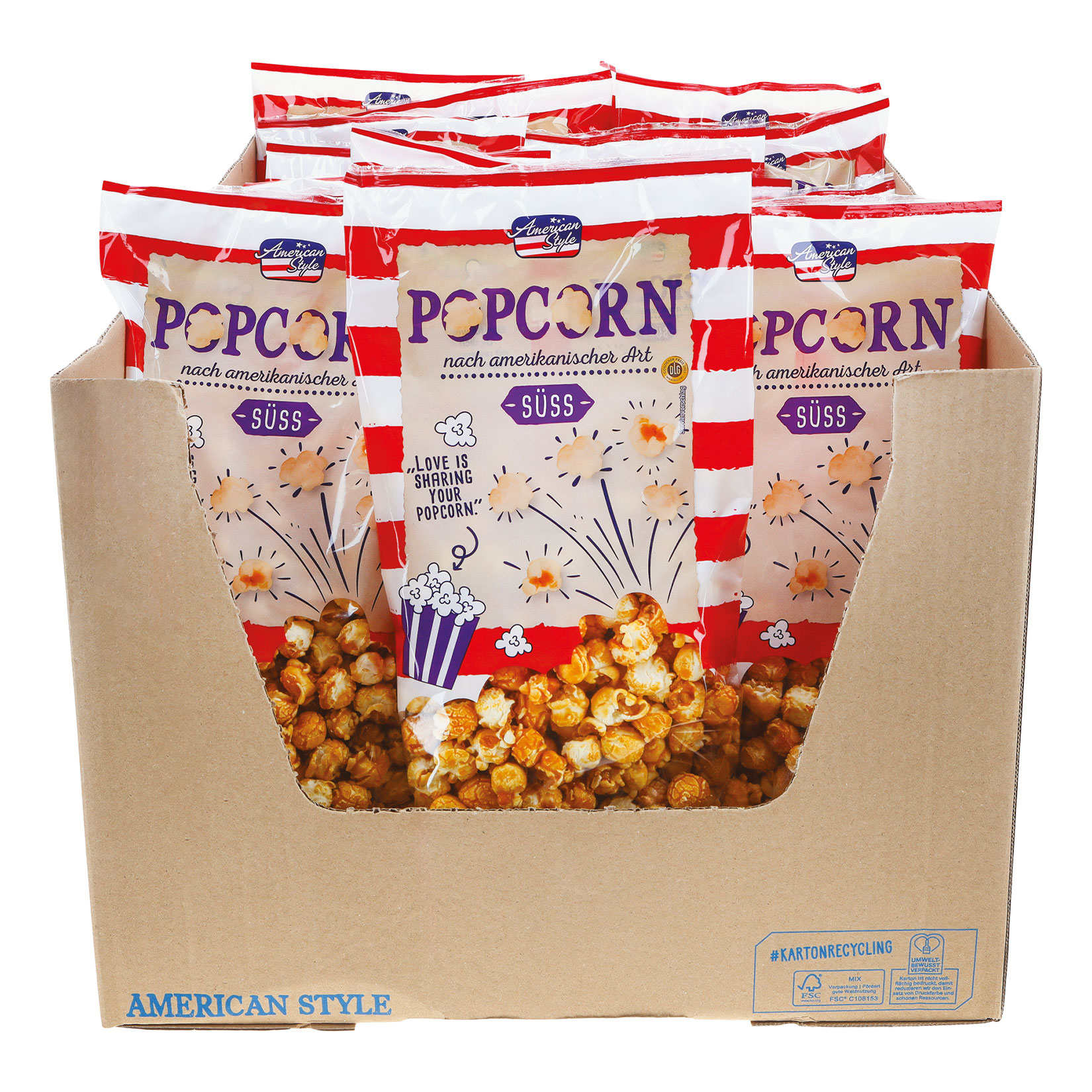 American Style Popcorn s&uuml;&szlig; 200 g, 20er Pack - Bild 1