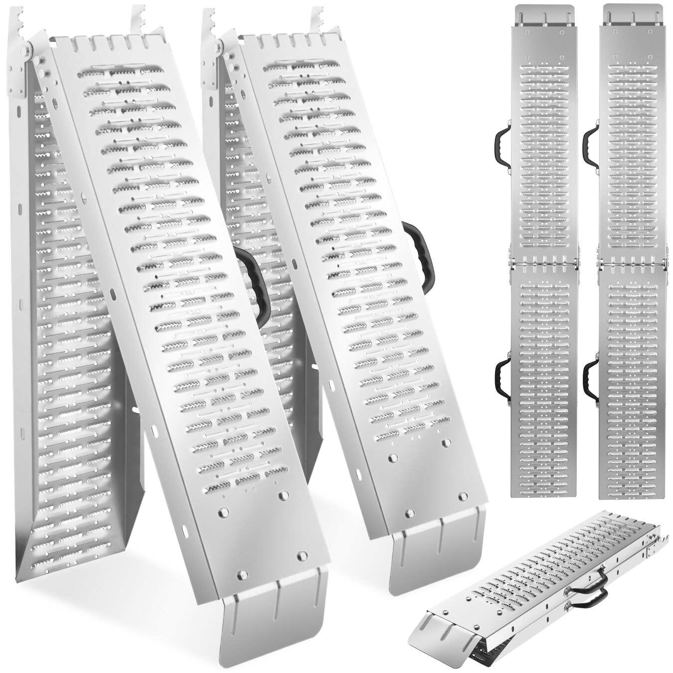 tectake® Auffahrrampen, 2er Set, aus verzinktem Stahl, Belastbarkeit 400 kg, 200 kg pro Rampe | 04061173256072