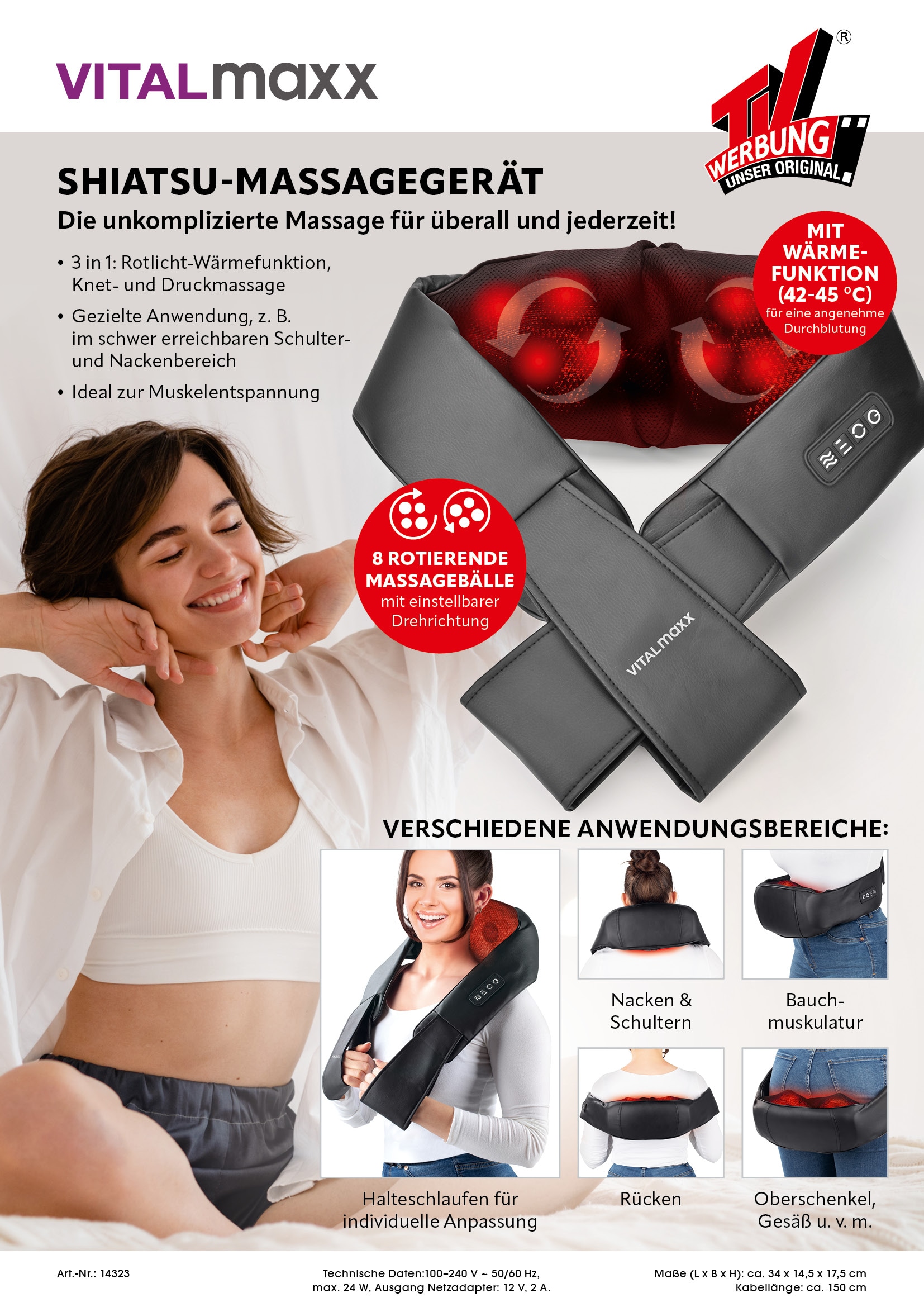 VITALmaxx Shiatsu-Massagegerät Nacken & Schulter online kaufen bei Netto