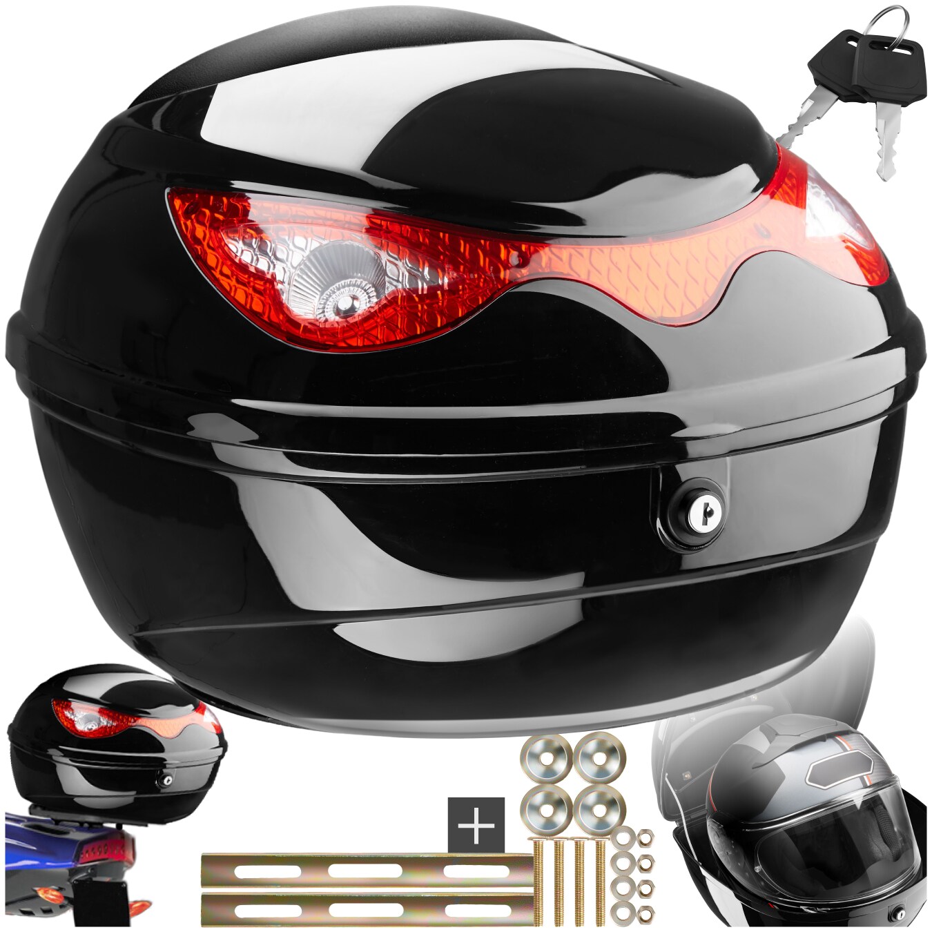 tectake&reg; Motorradkoffer, Volumen 22 l, f&uuml;r Mofas, Roller, Motorr&auml;der und Quads, gro&szlig;er Reflektor - Bild 1