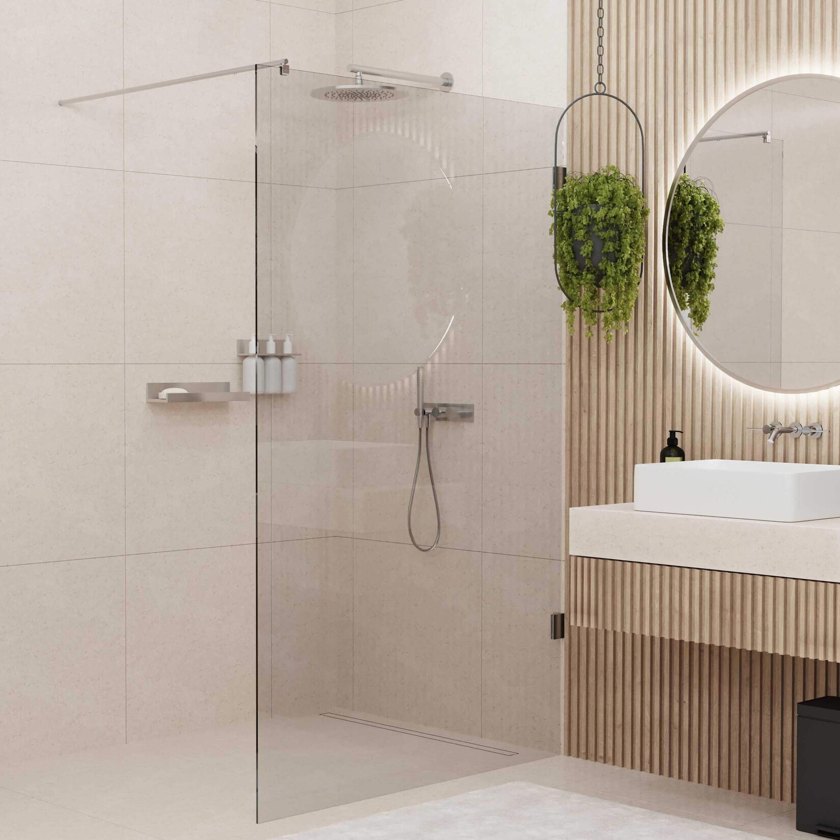 Walk-In-Dusche HLO-GUB2, Glaswand Duschwand 210×90 cm | 04057651643328