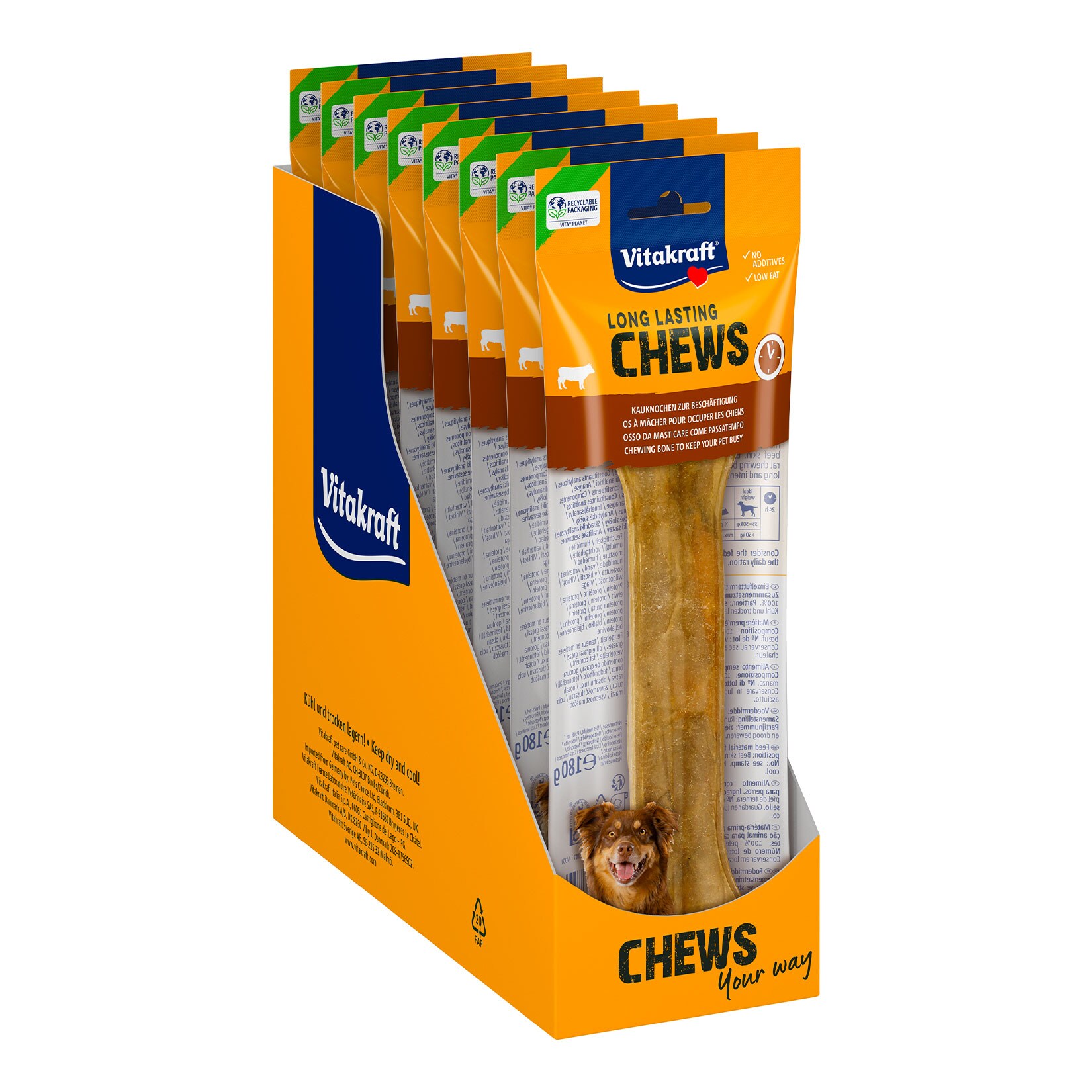 Vitakraft Long Lasting Chews Kauknochen 180 g, 8er Pack | 04041434531155