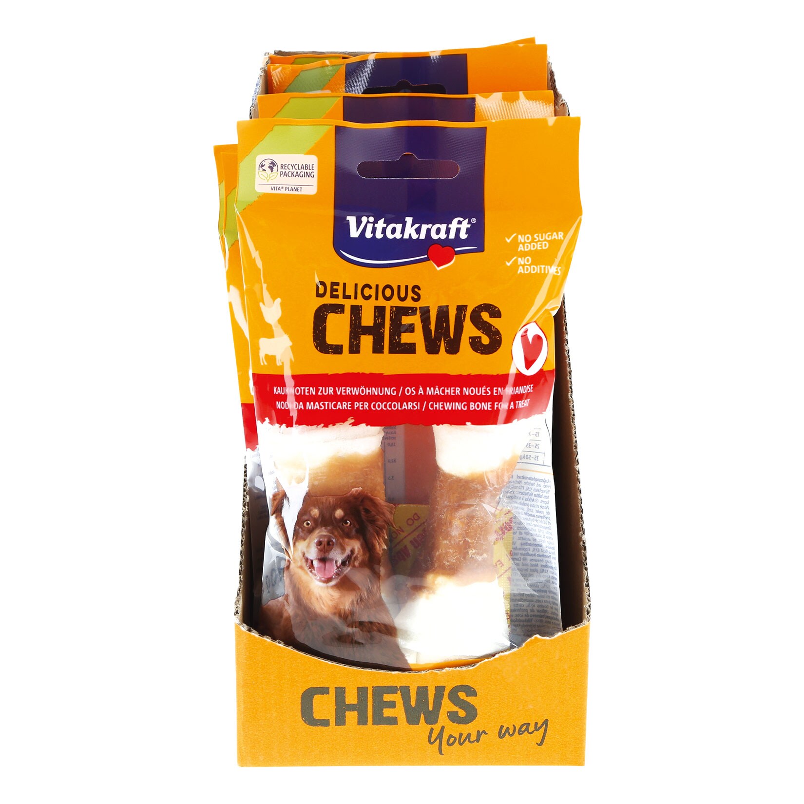 Vitakraft Delicious Chews Kauknoten Huhn M, 70 g , 9er Pack - Bild 1