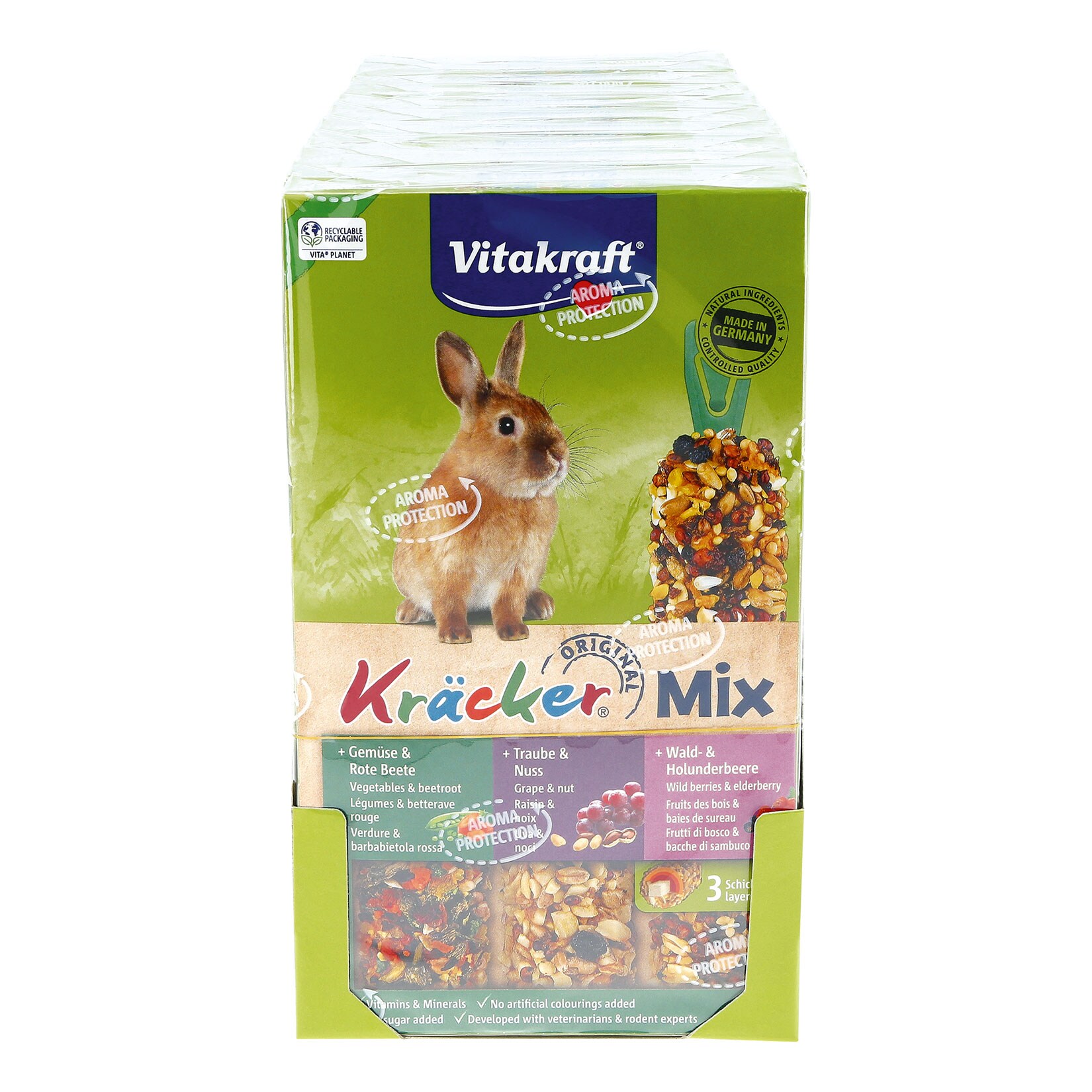 Vitakraft Kräcker Trio Zwergkaninchen 168g, 10er Pack | 04008239651822