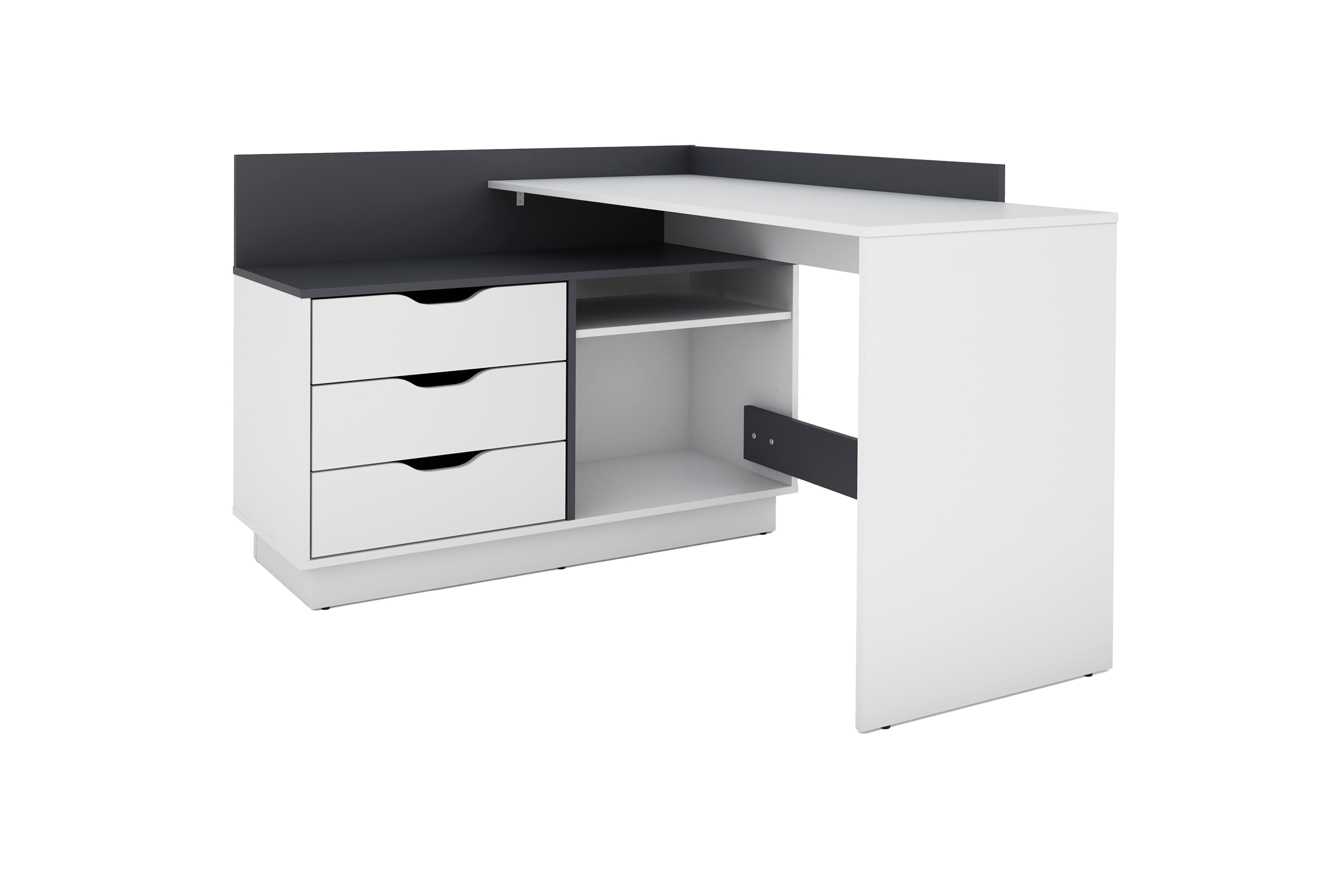 byLIVING Winkelschreibtisch BELFAST, Breite 129 cm, wei&szlig;/anthrazit - Bild 1