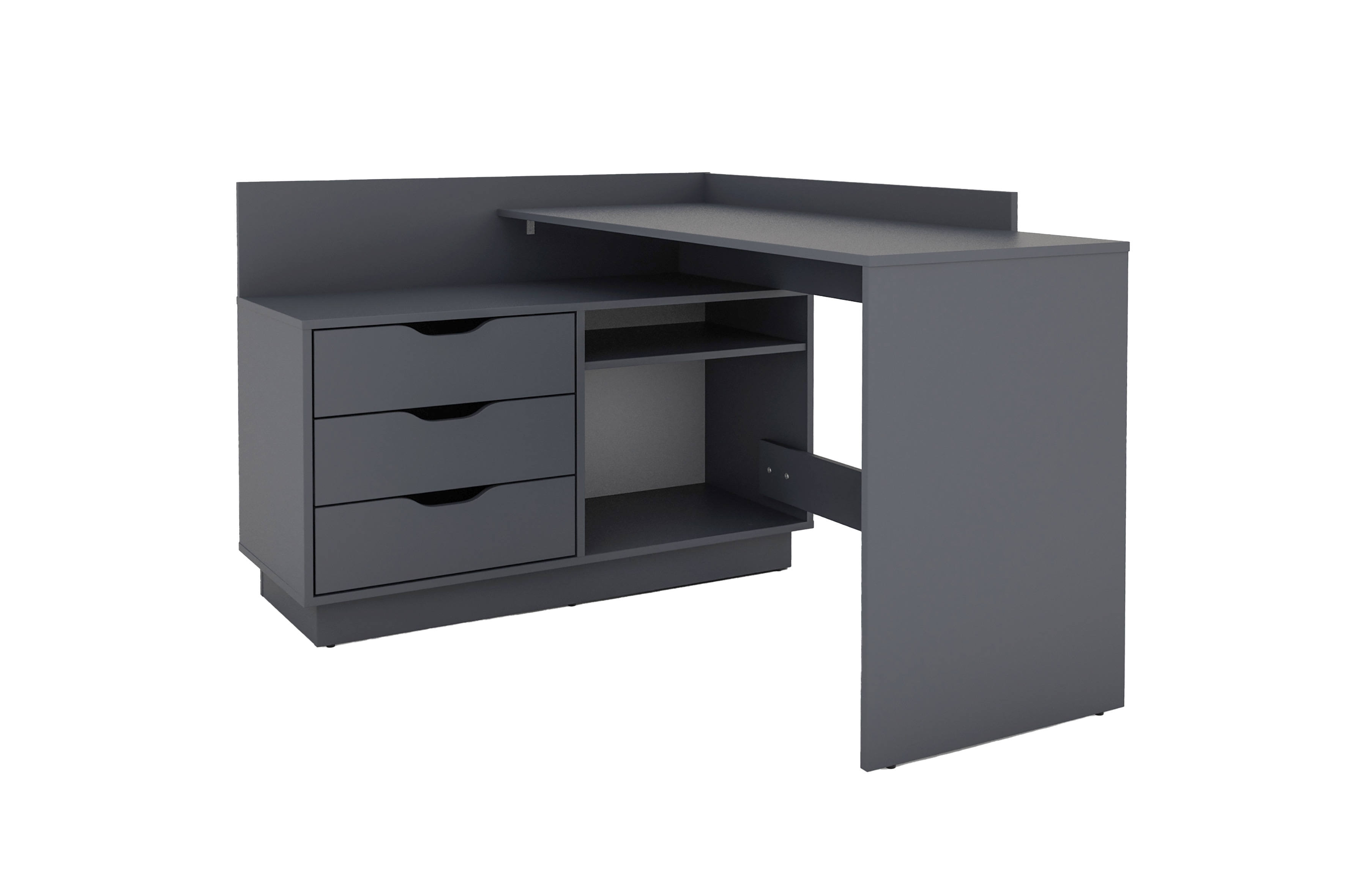 byLIVING Winkelschreibtisch BELFAST, Breite 129 cm, anthrazit, 3 Schubk&auml;sten - Bild 1