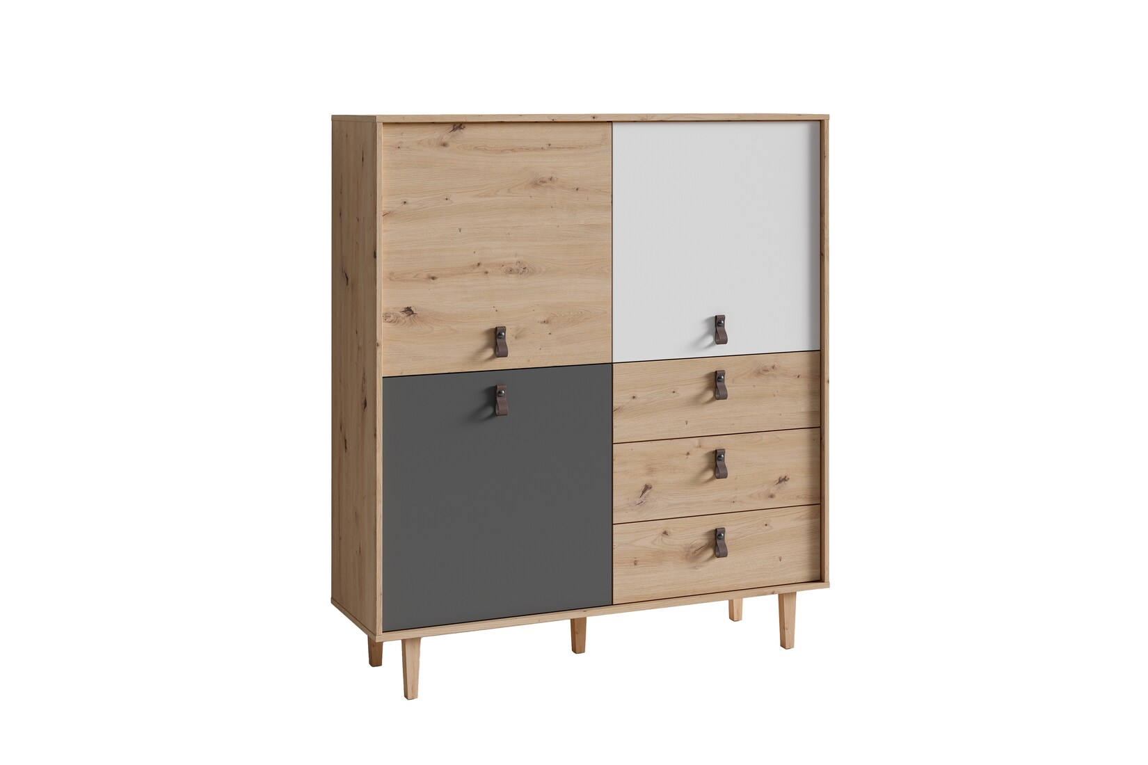 byLIVING Highboard BILL, Breite 120 cm, Artisan Eiche (Eiche-Optik)/anthrazit | 04251942206371