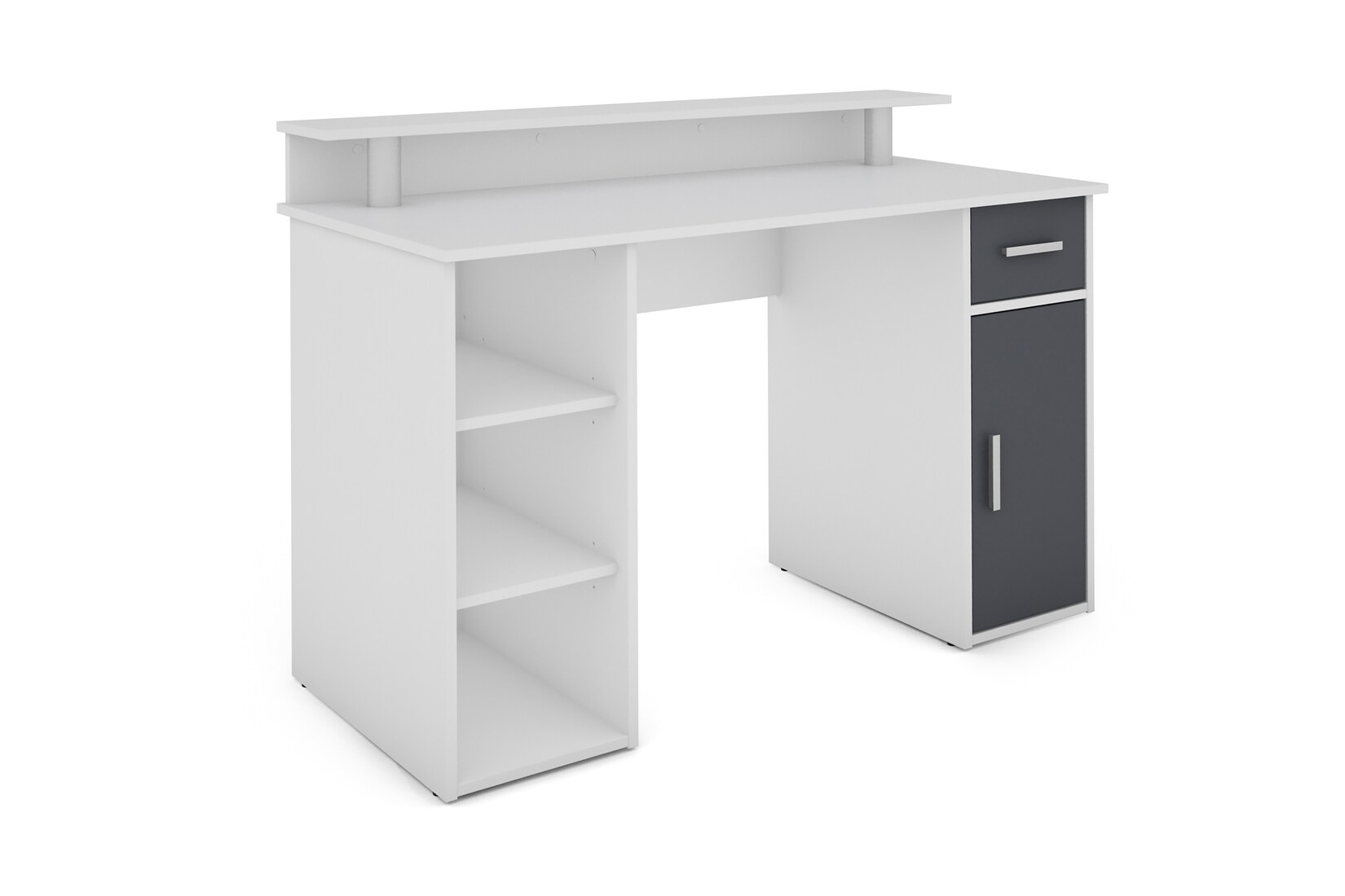 byLIVING Schreibtisch DIEGO, Breite 120 cm, weiß/anthrazit, Schublade, Fächer | 04251942206425