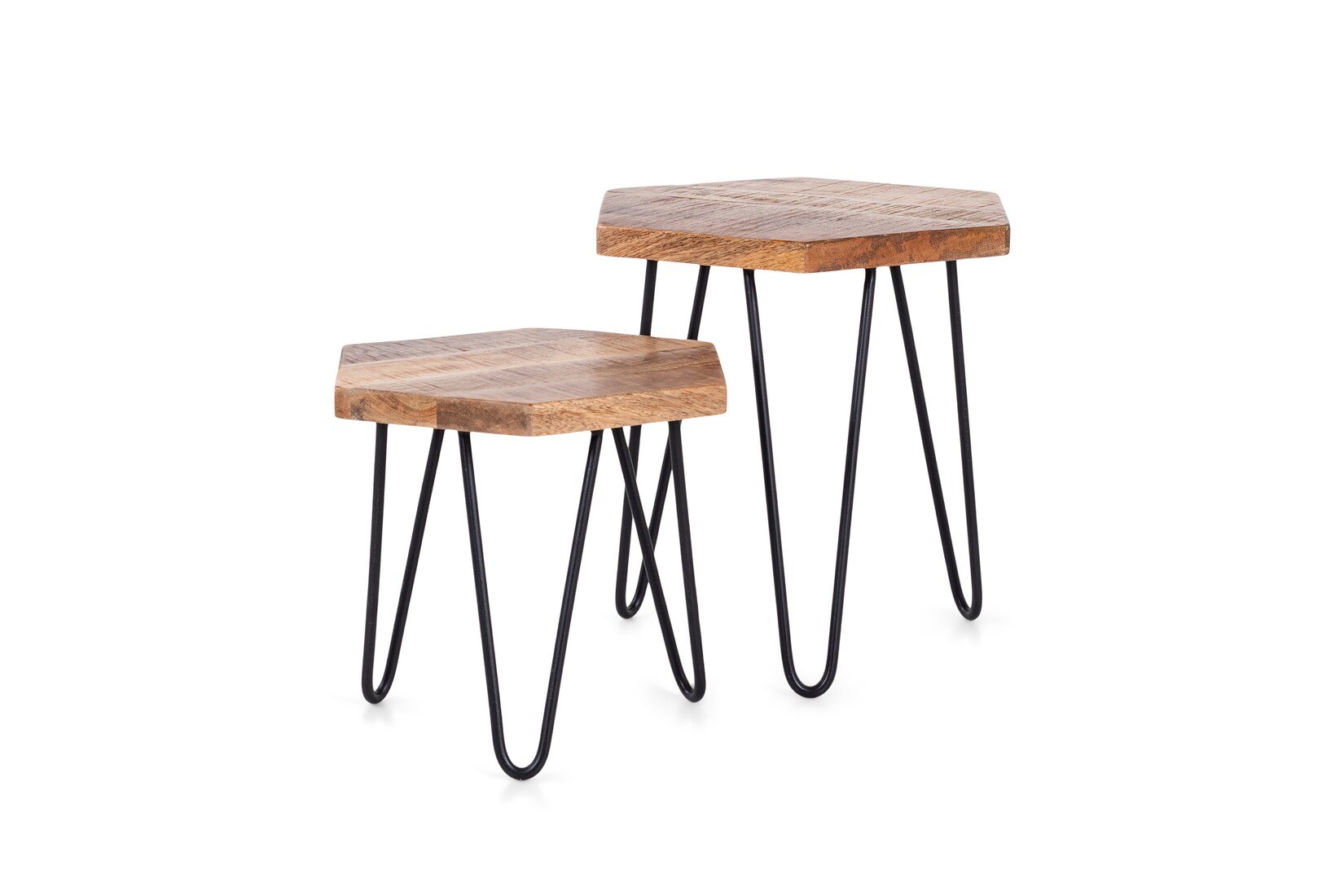 byLIVING Zweisatztisch ELEA, B 45×40 cm, H 45/55 cm, Mangoholz natur/schwarz | 04251942211894