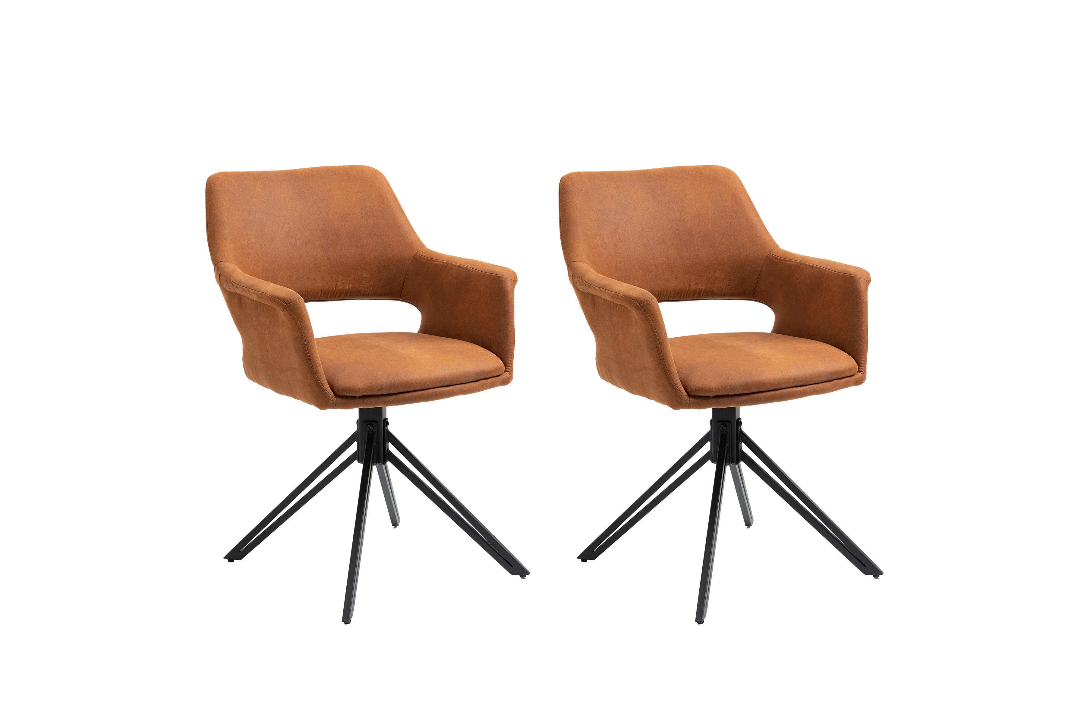 byLIVING Esszimmerstuhl ESTELLE, 2-er Set, Bezug braun, Gestell Metall schwarz - Bild 1