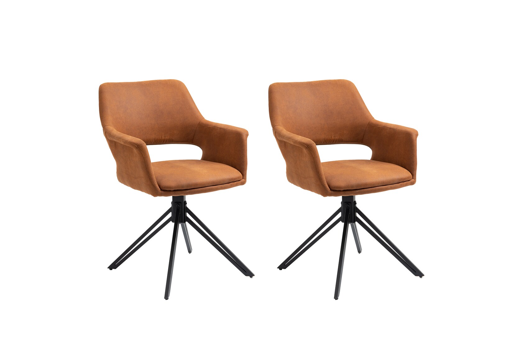 byLIVING Esszimmerstuhl ESTELLE, 2-er Set, Bezug braun, Gestell Metall schwarz | 04251942228366