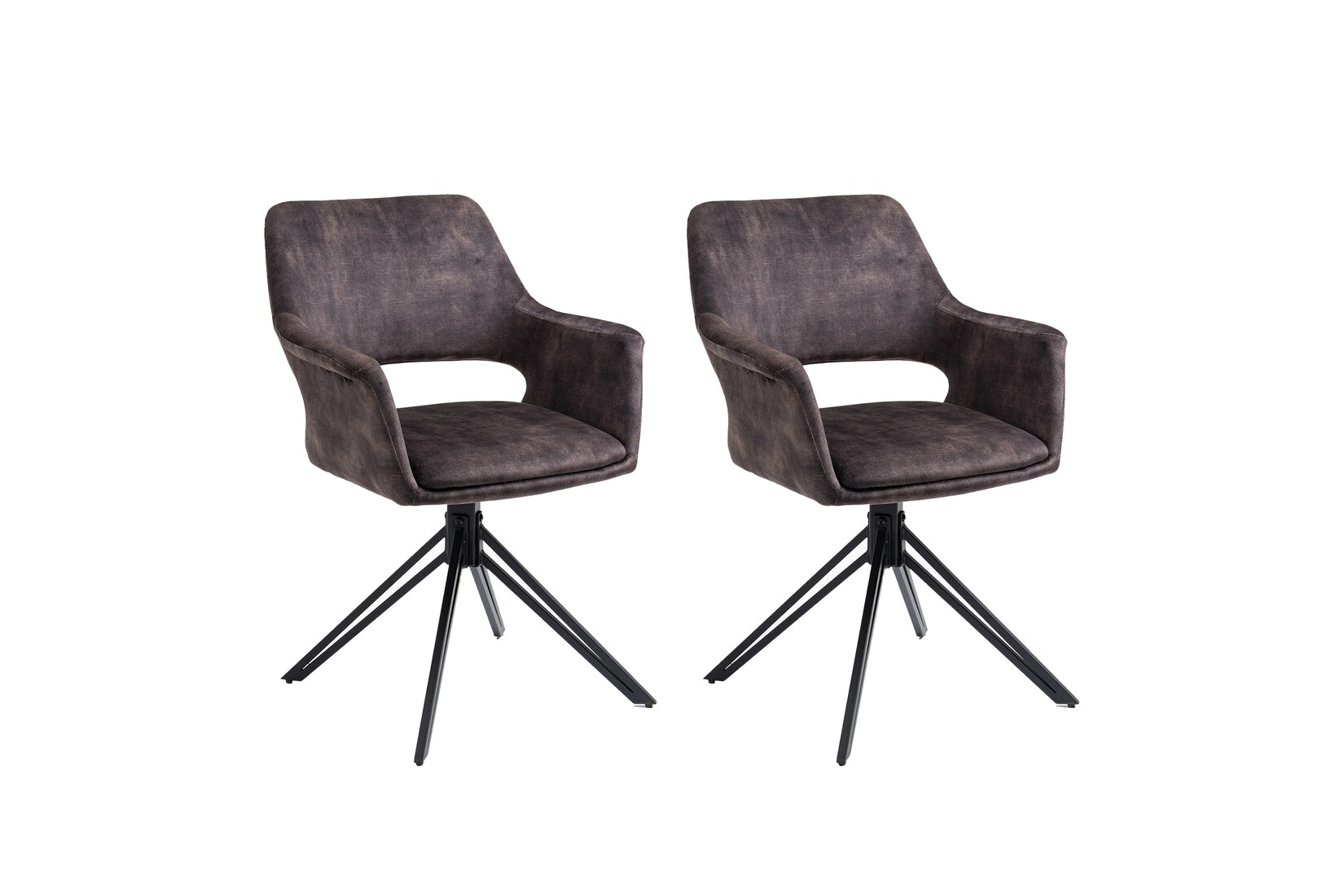byLIVING Esszimmerstuhl ESTELLE, 2-er Set, Samtbezug anthrazit, Gestell schwarz | 04251942228359